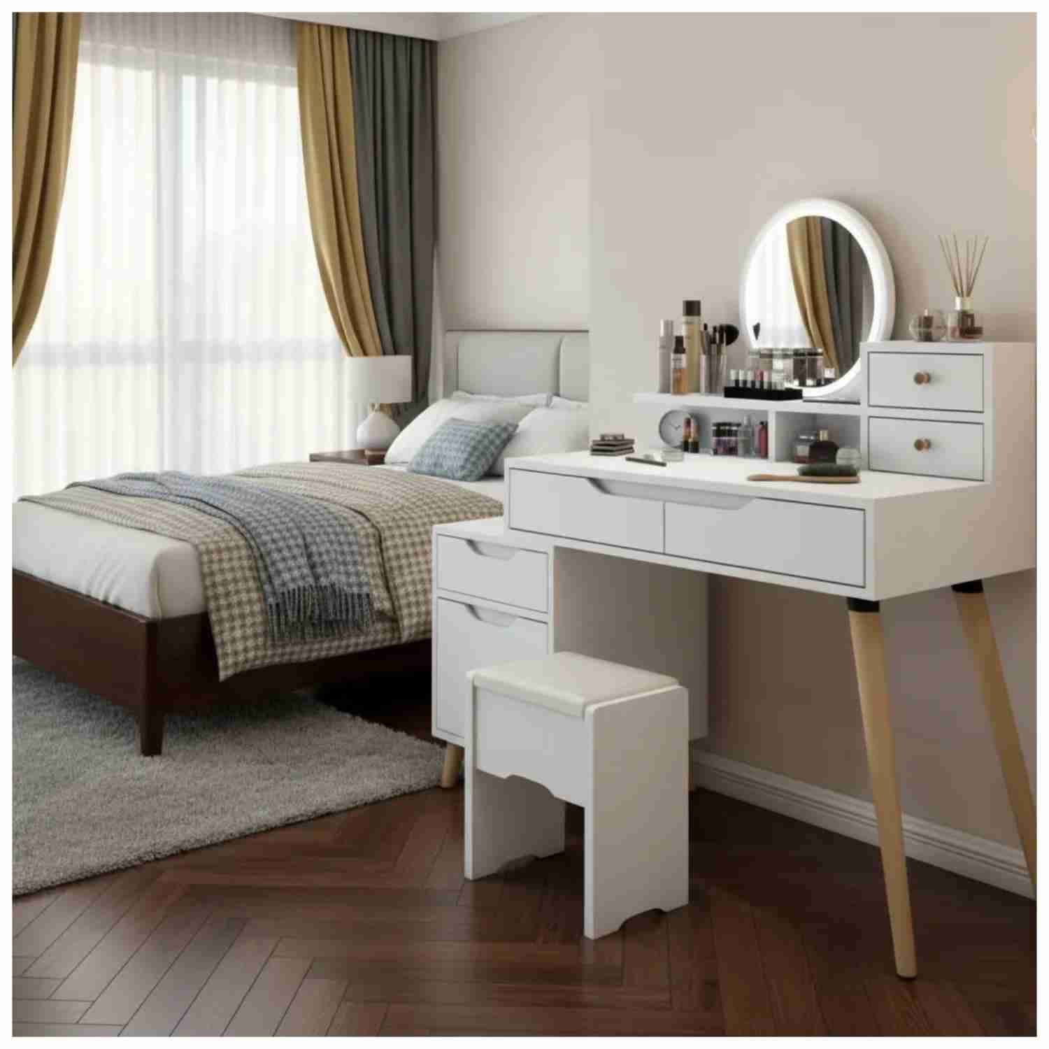 Tocador de maquillaje blanco - miniatura 1