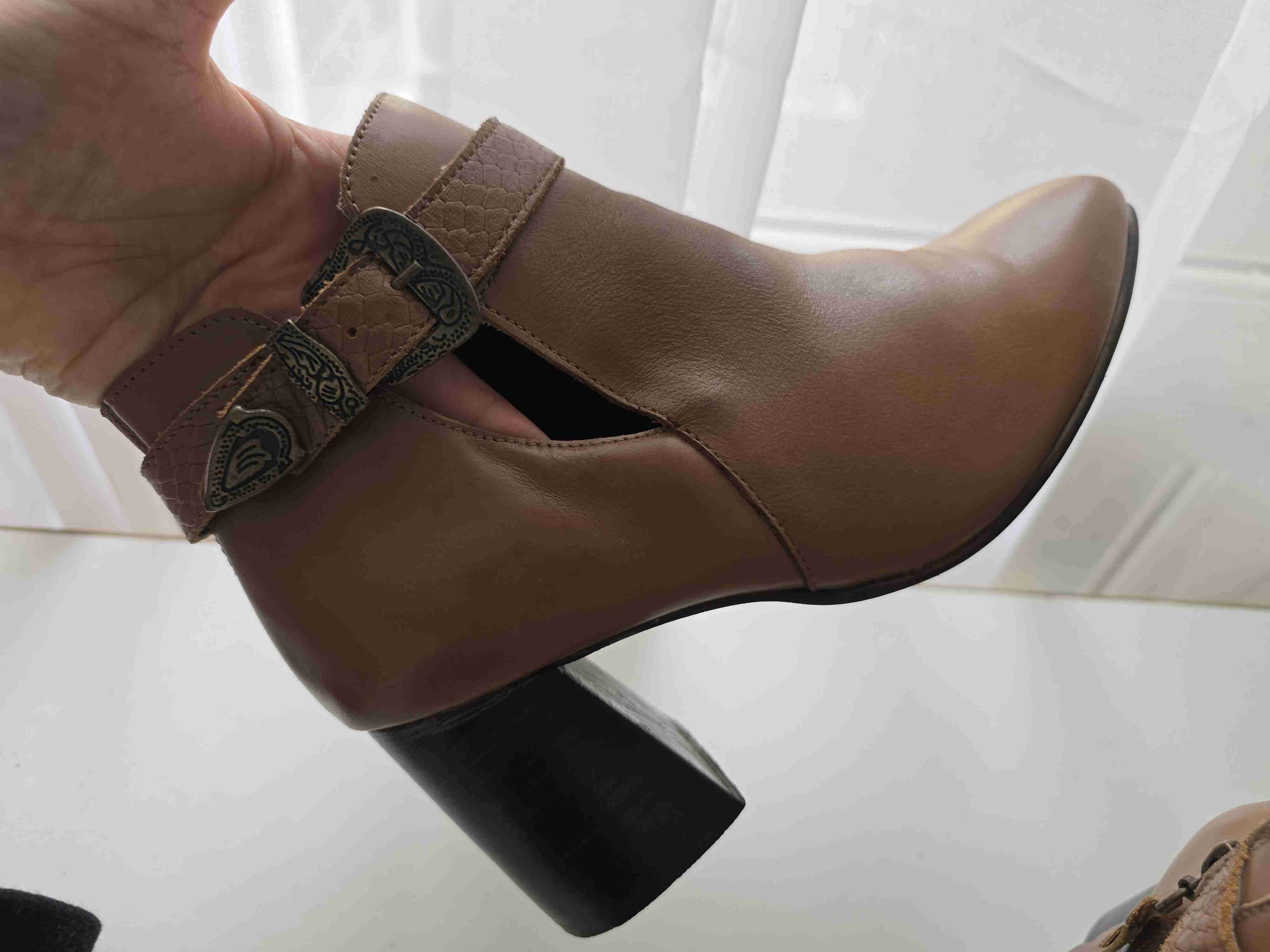 Botín cuero 36 marrón con hebilla - miniatura 6