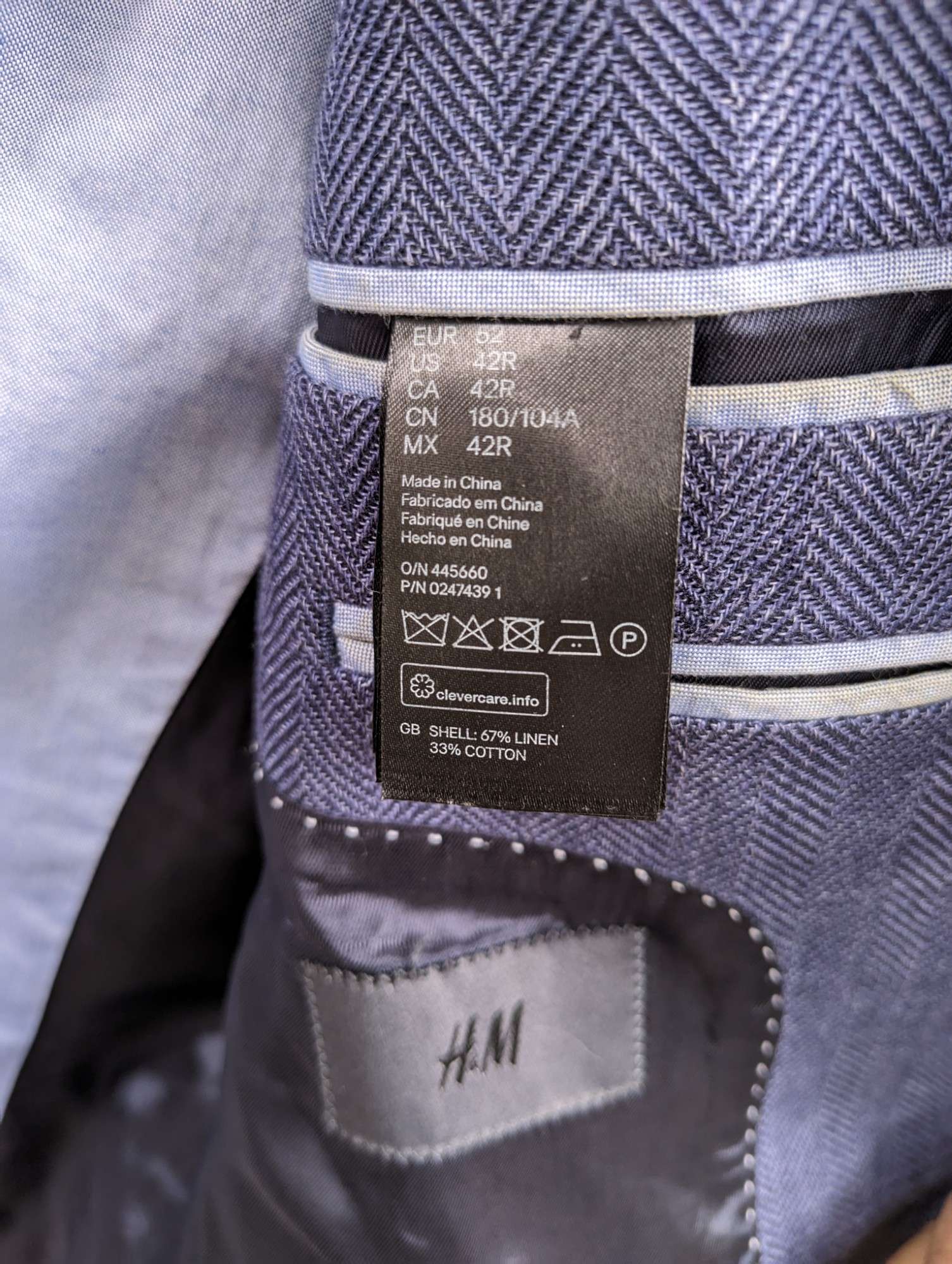 Blazer azul lino y algodón talla 42 - miniatura 2