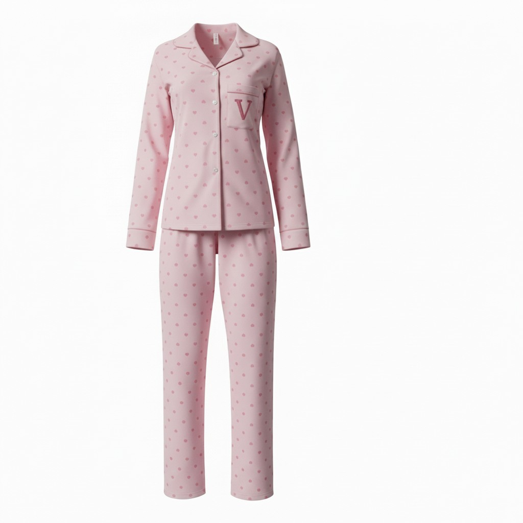 Pijamas negro y rosado con corazones rojos - miniatura 2