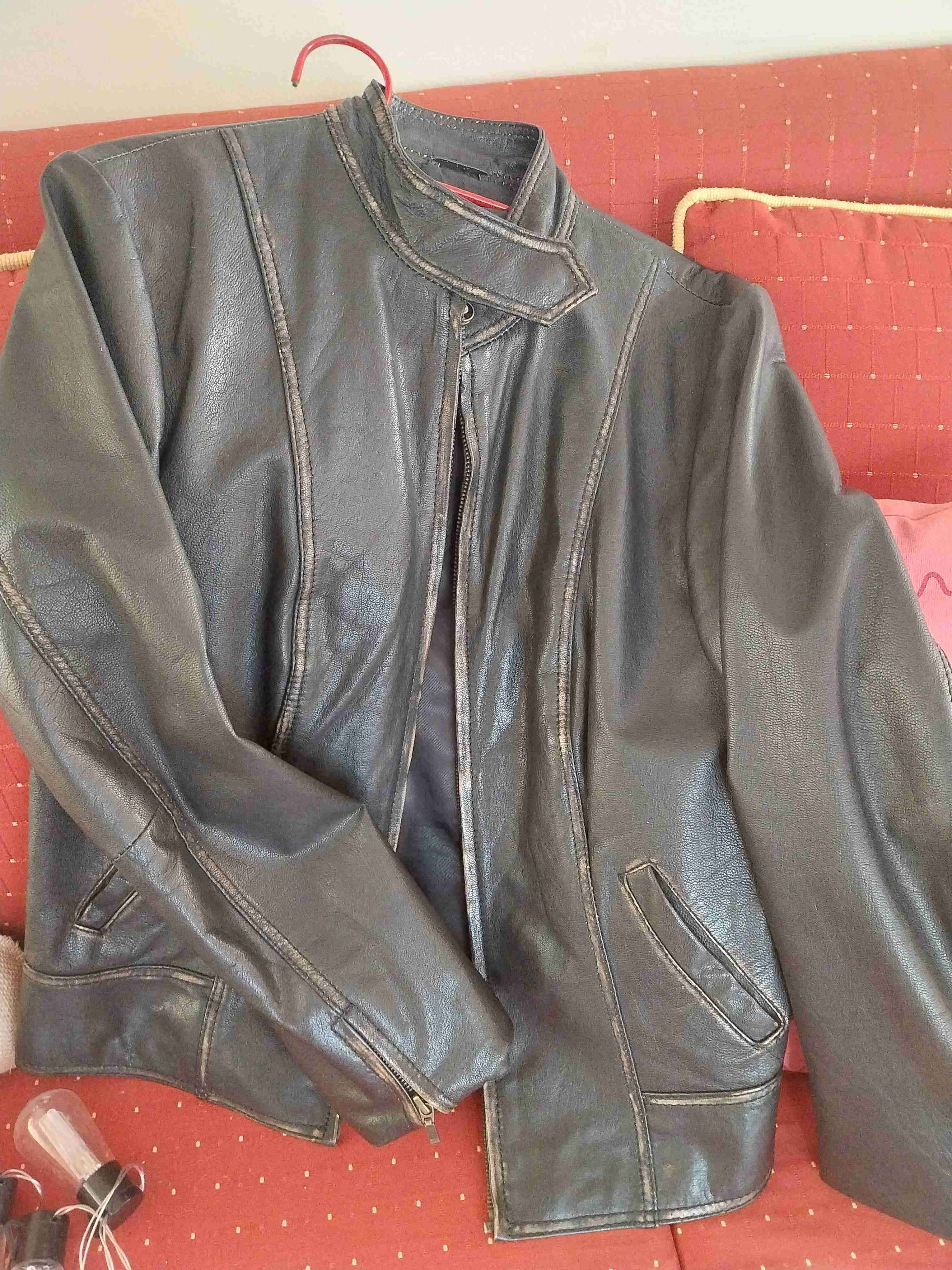 Chaqueta de ecocuero negra mujer - miniatura 1