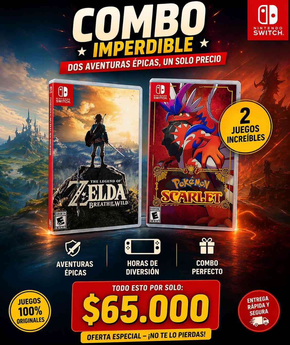 Combo Nintendo Switch Zelda y Pokémon - miniatura 1