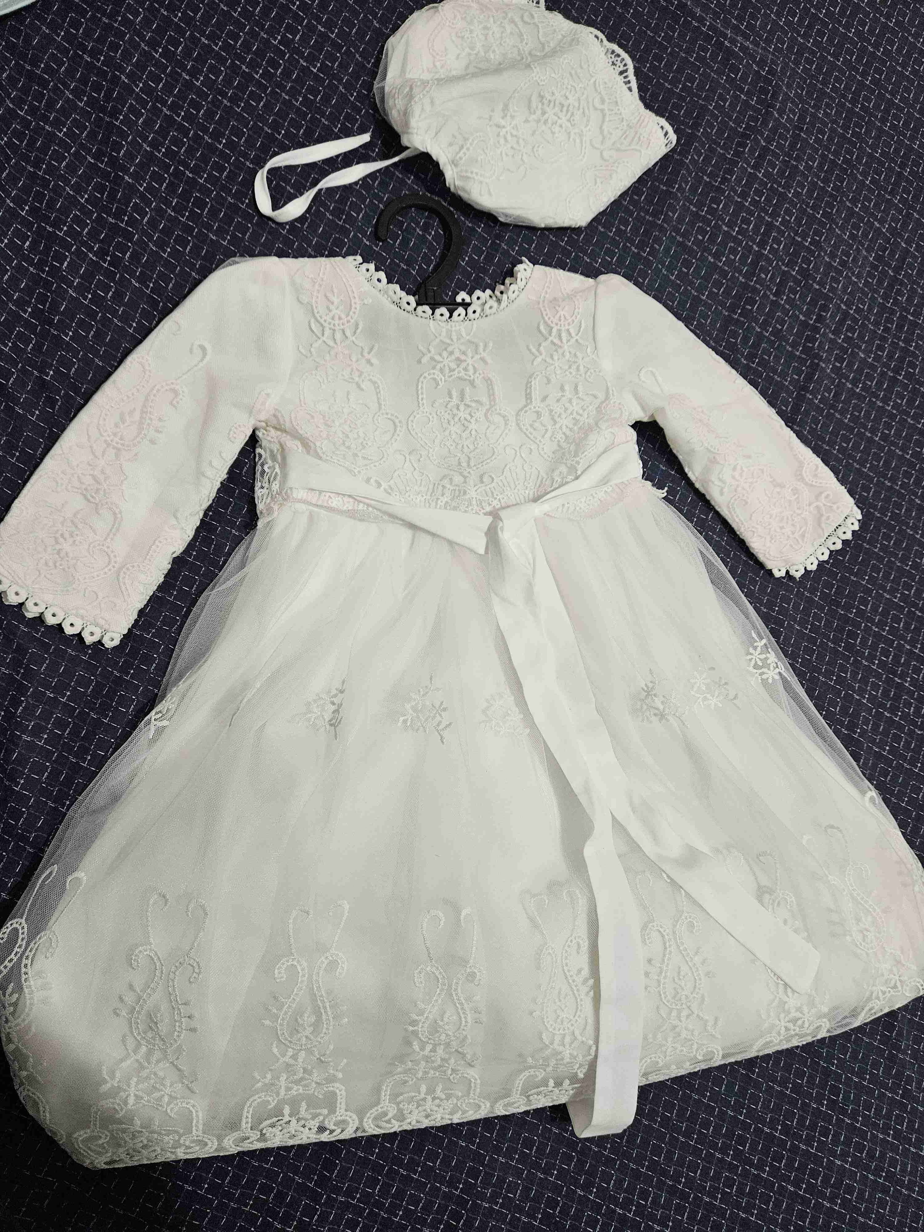 Vestido de bautizo con gorro - miniatura 1