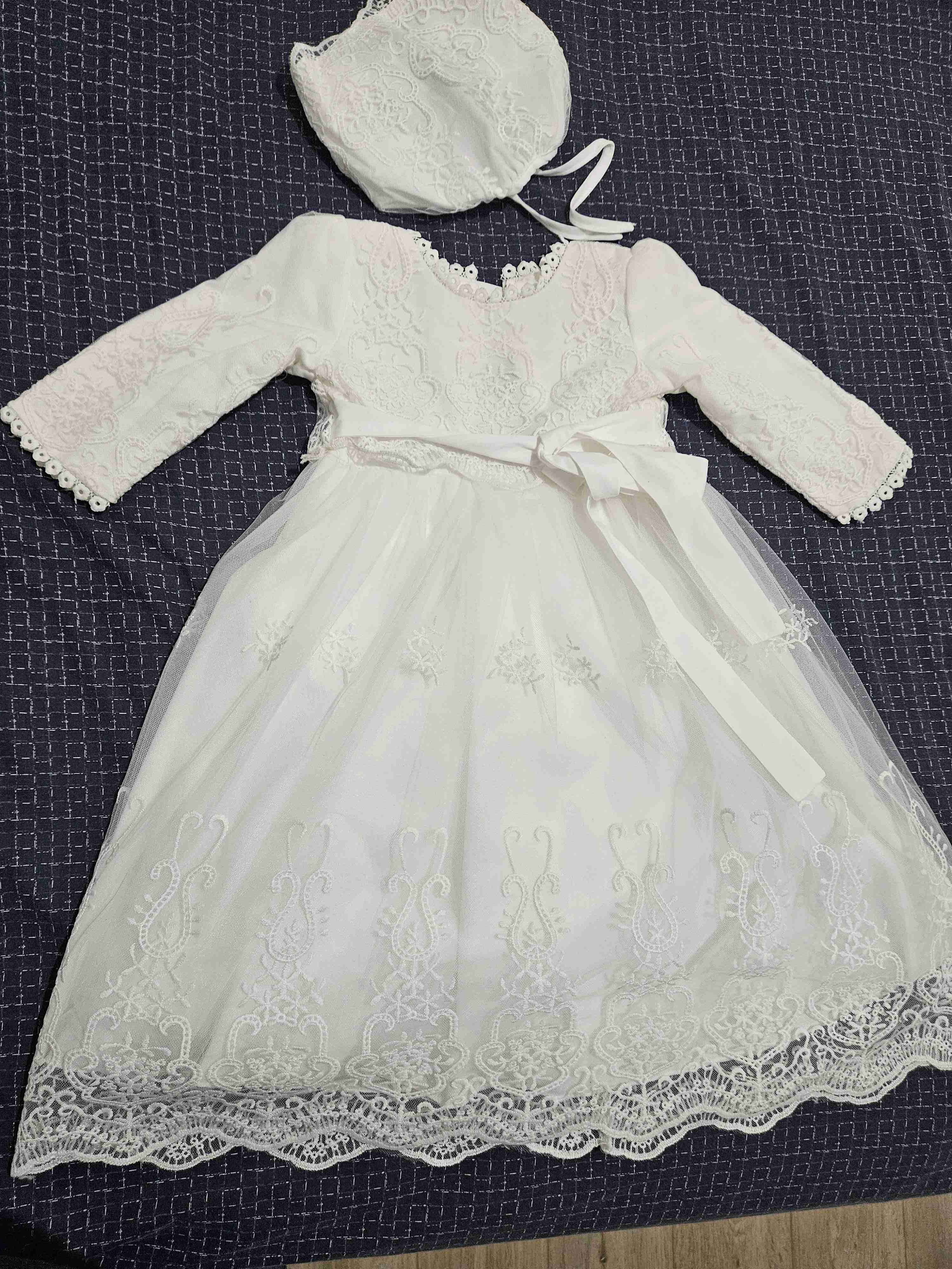 Vestido de bautizo con gorro - miniatura 5