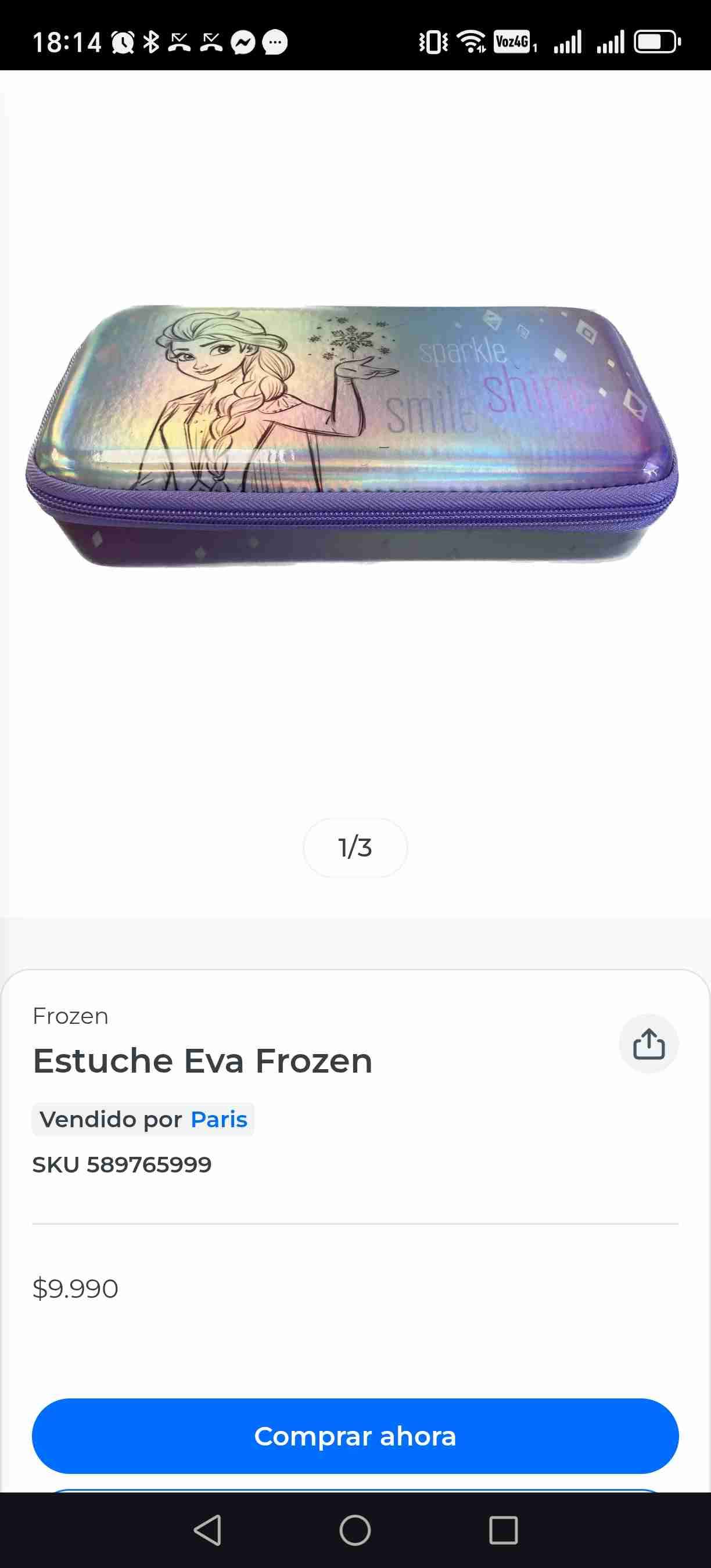 Estuche Frozen con diseño de Elsa