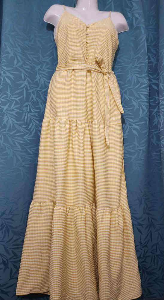 Vestido largo amarillo a cuadros