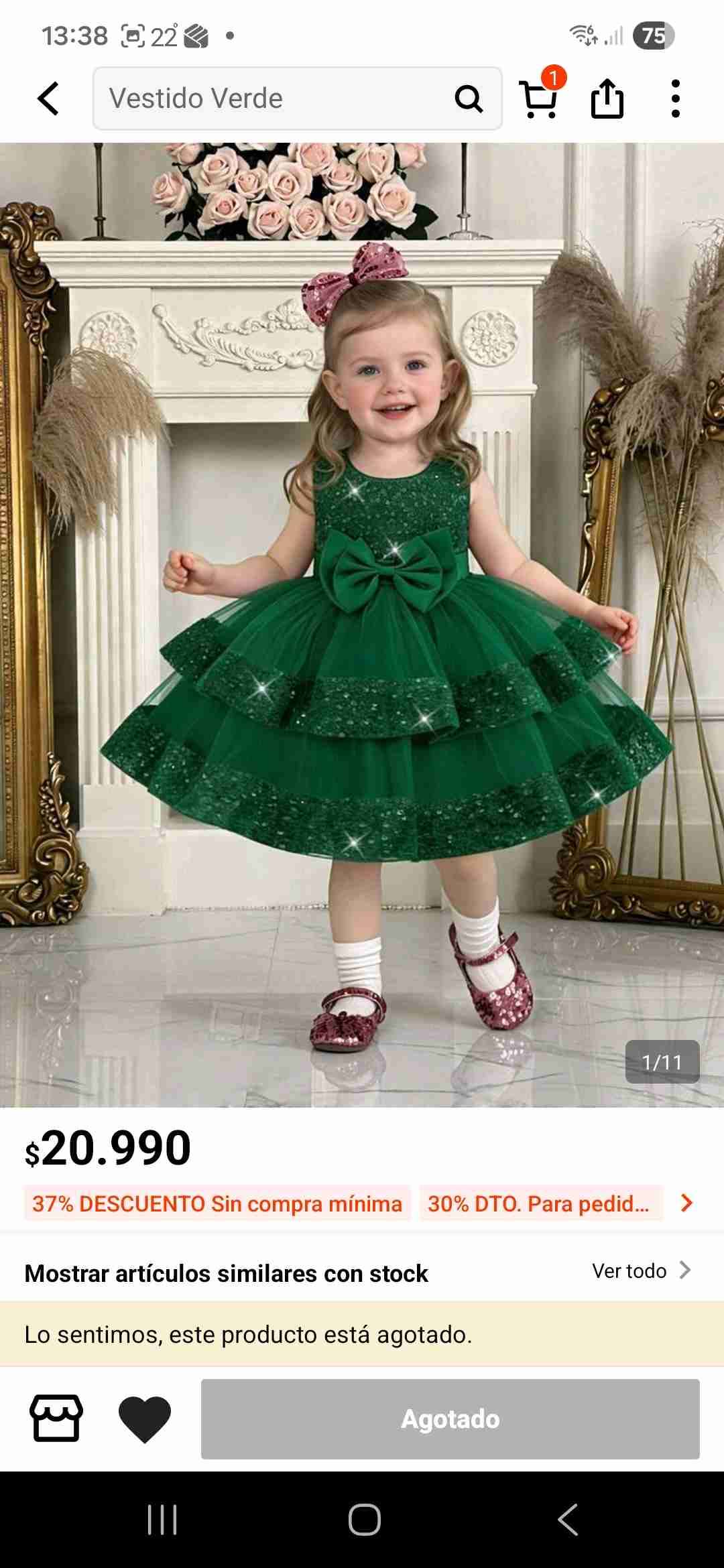 Vestido de niña verde con lentejuelas - 2
