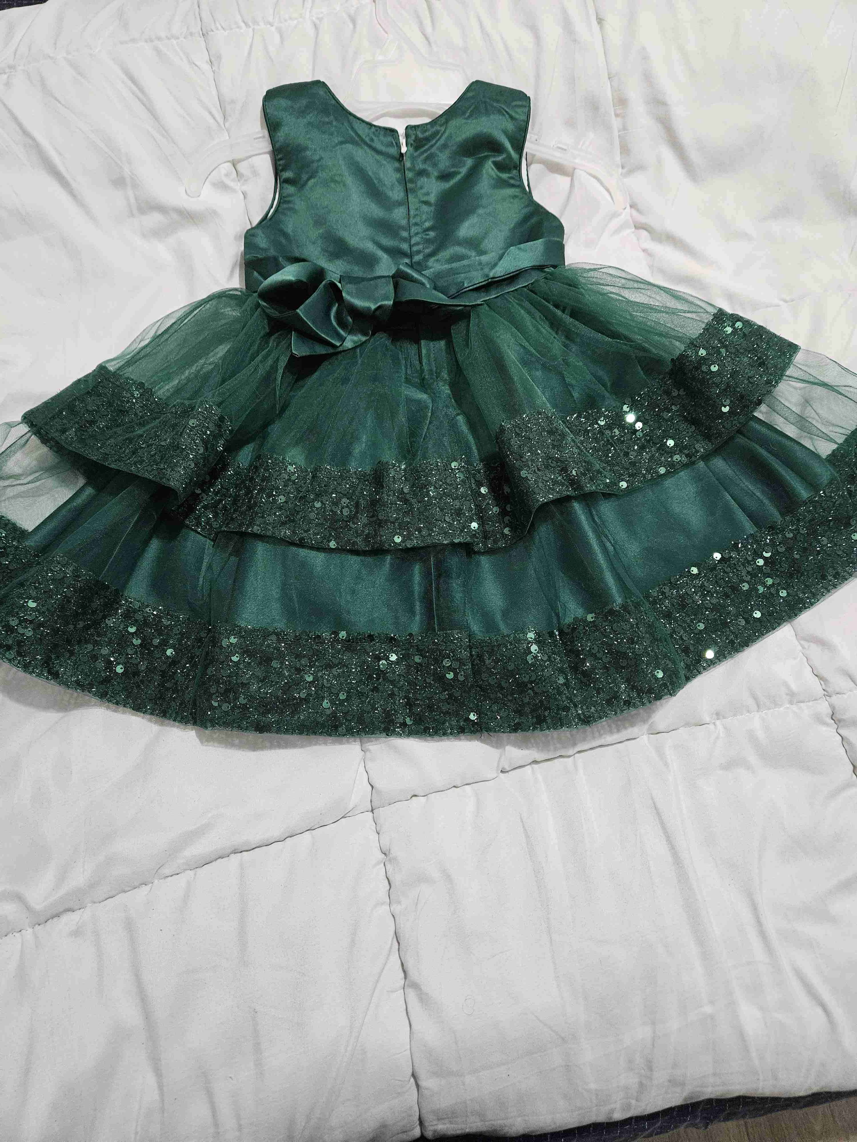 Vestido de niña verde con lentejuelas - 4