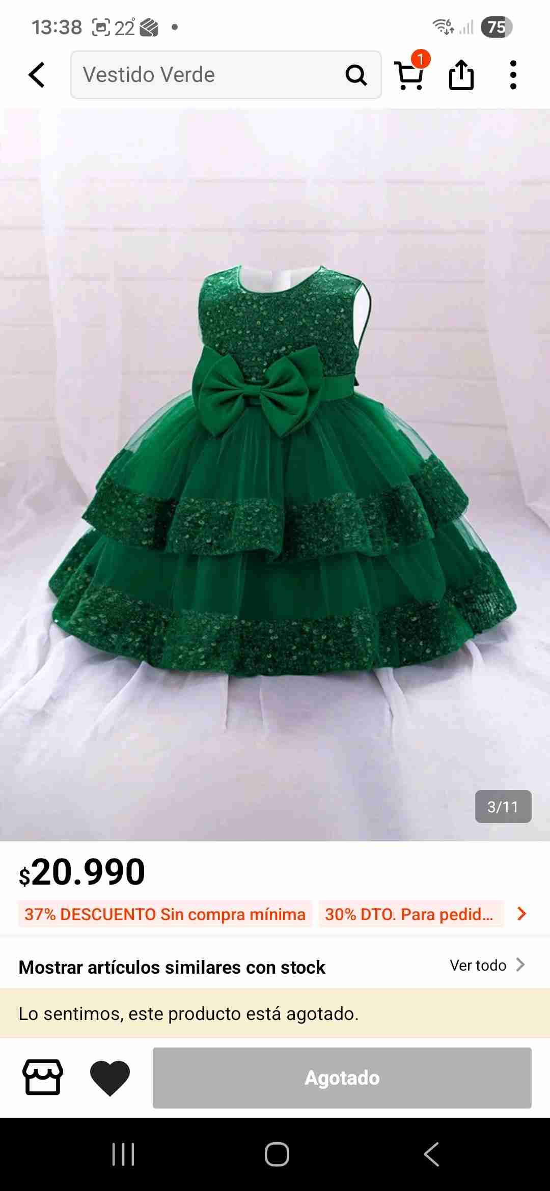 Vestido de niña verde con lentejuelas - 6
