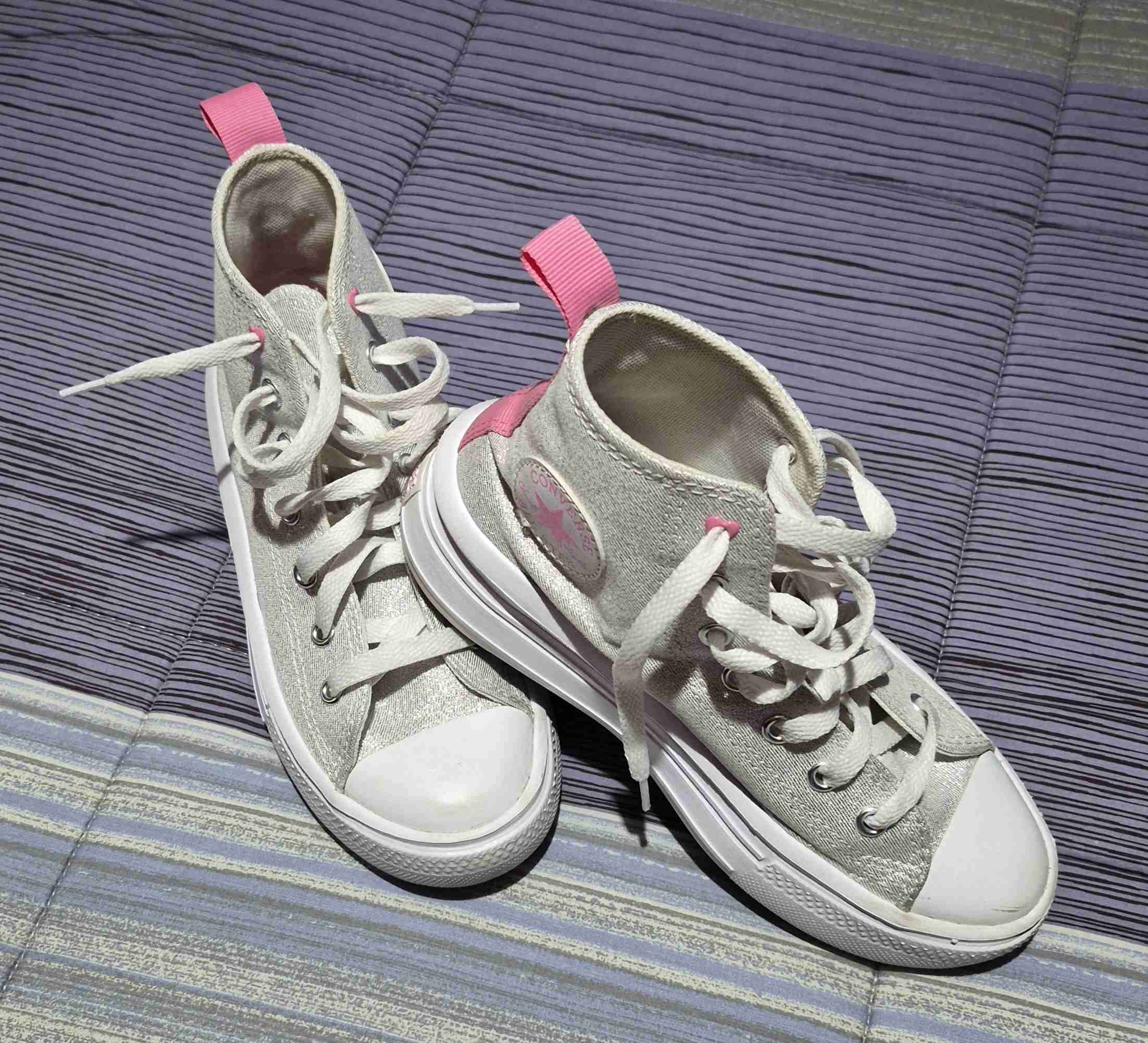 Zapatillas altas blancas y rosas N°34 - miniatura 1