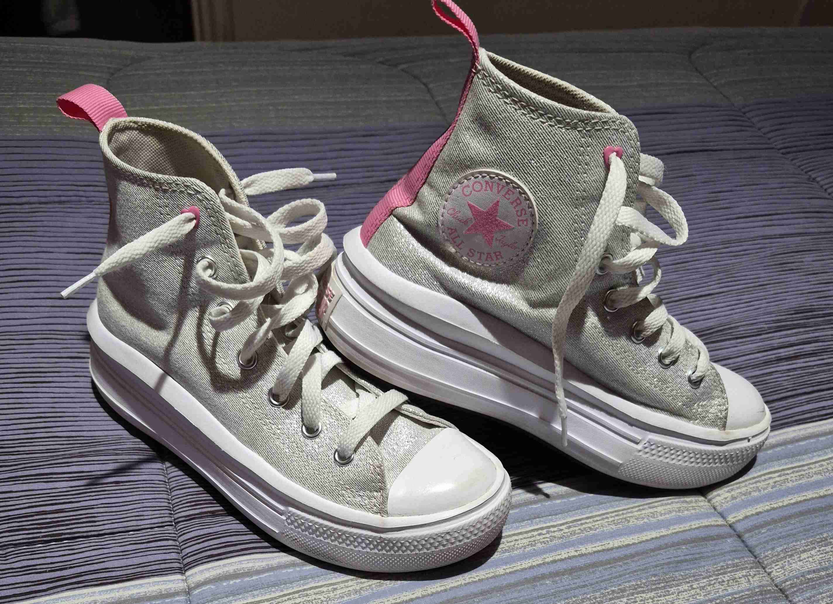 Zapatillas altas blancas y rosas N°34 - miniatura 2