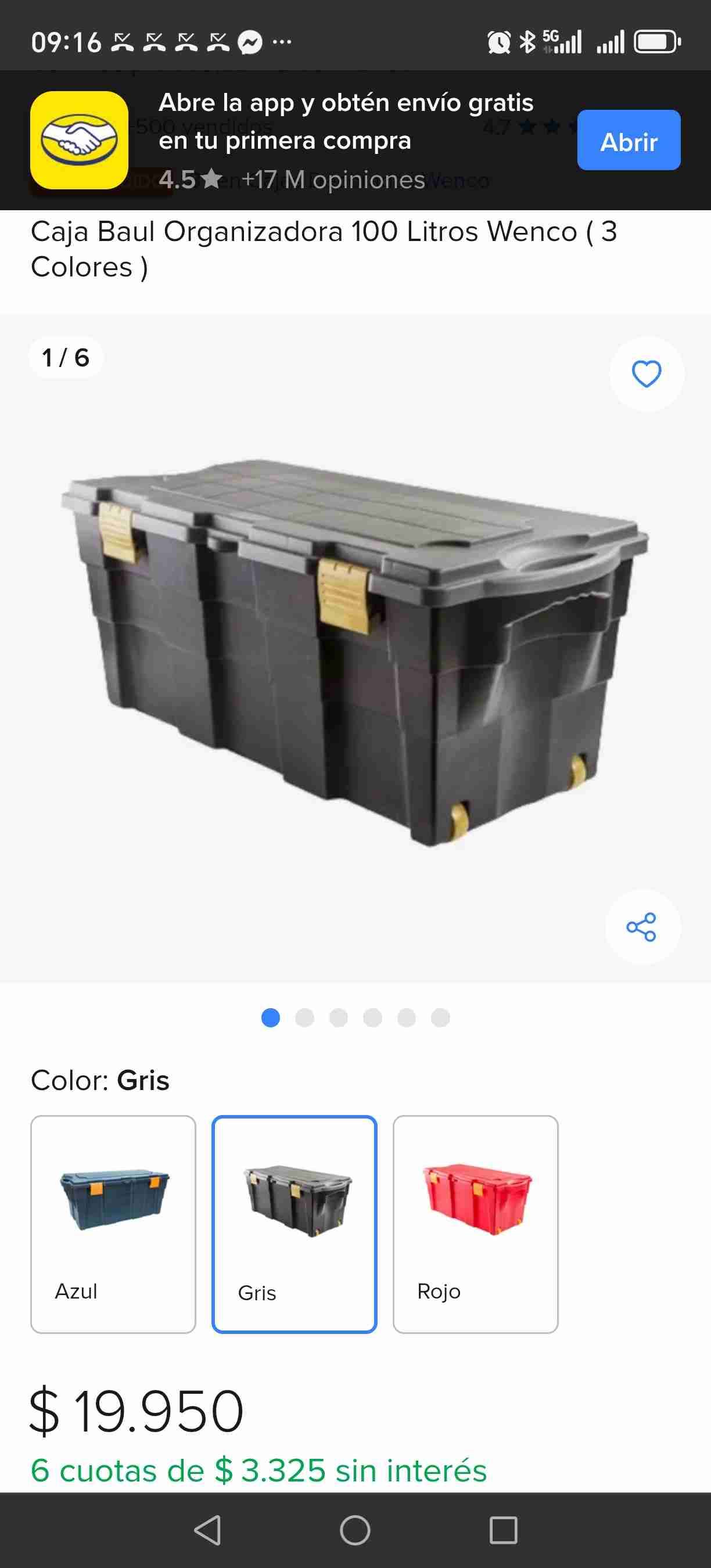 Caja organizadora gris 100L Wenco