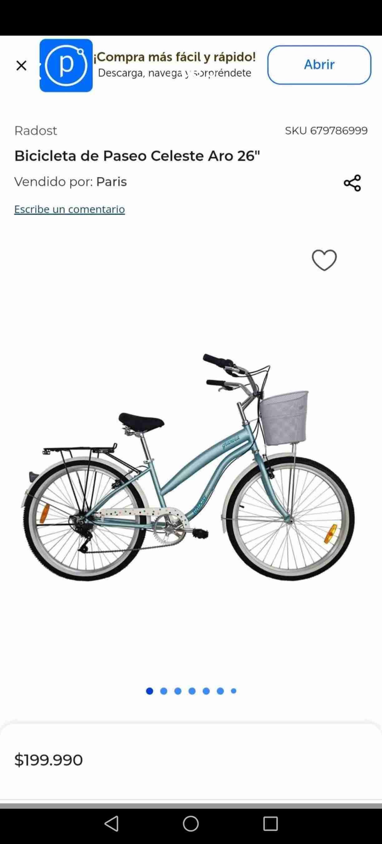Bicicleta de paseo celeste 26"