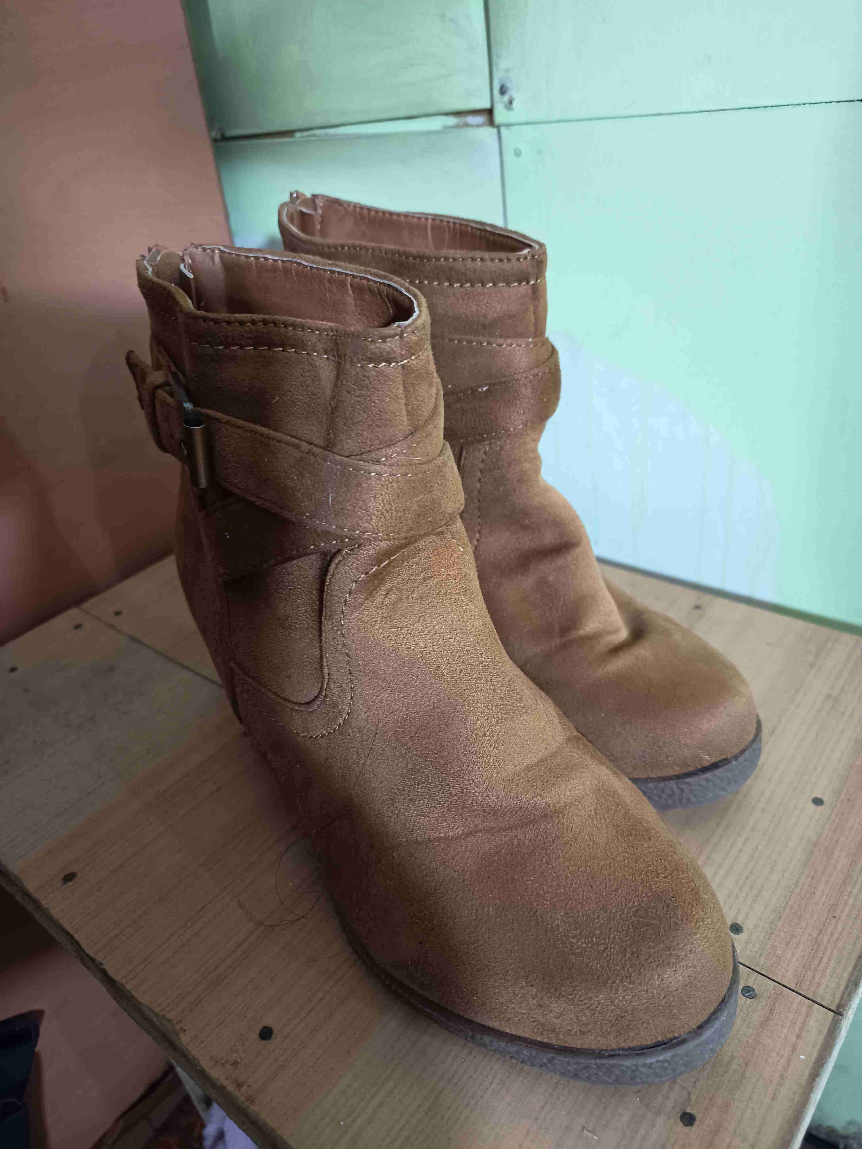 Botines de gamuza café claro - 1