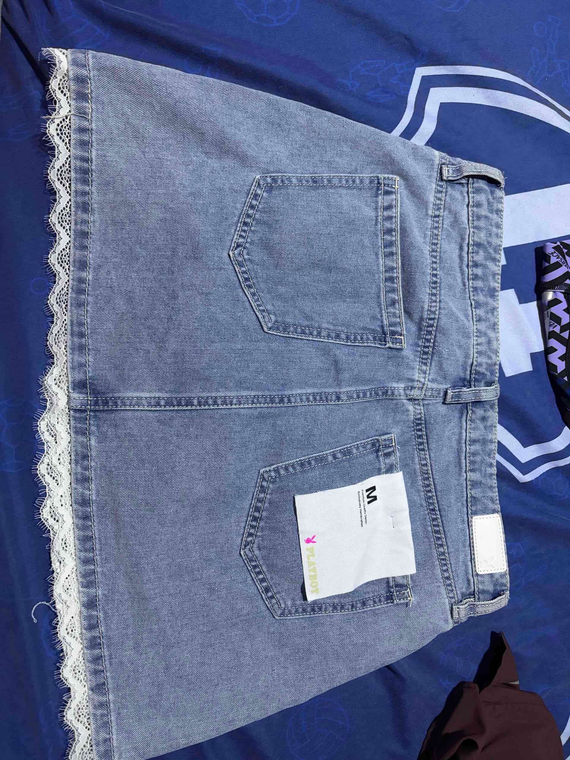 Falda denim con encaje y bordado - miniatura 2