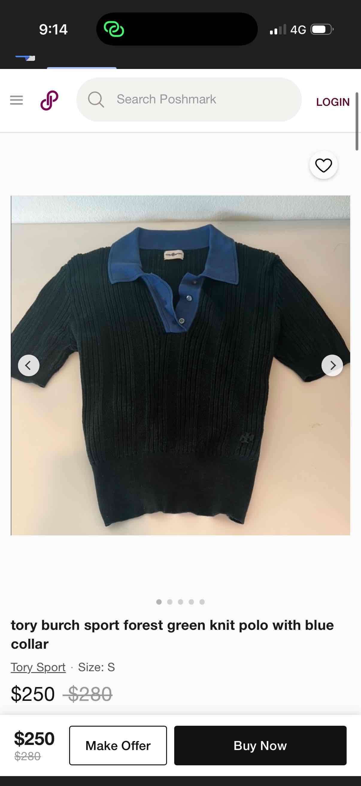 Polera de punto verde con cuello azul - miniatura 1