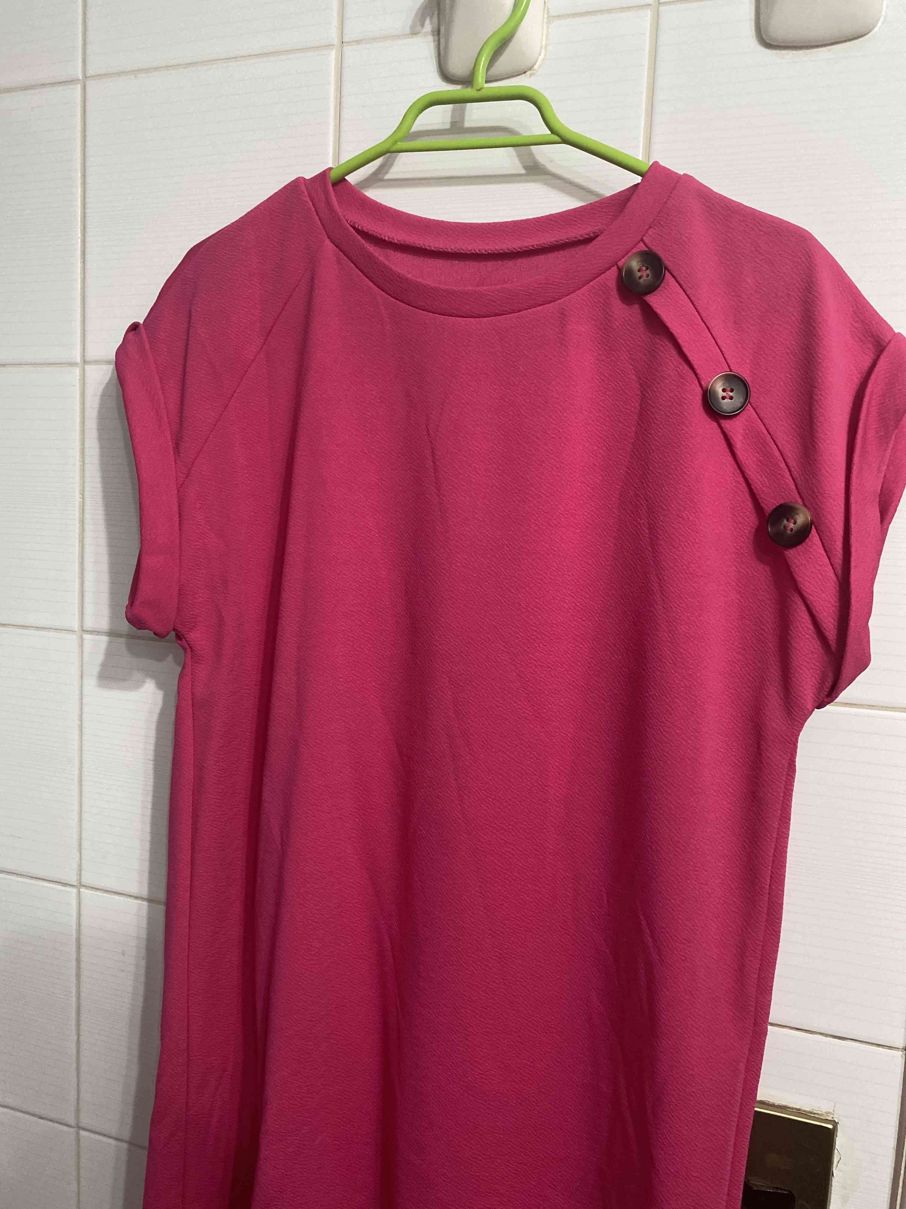 Vestido fucsia con botones - miniatura 2