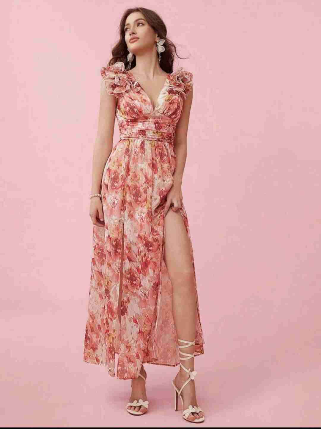 Vestido largo floreado - 1