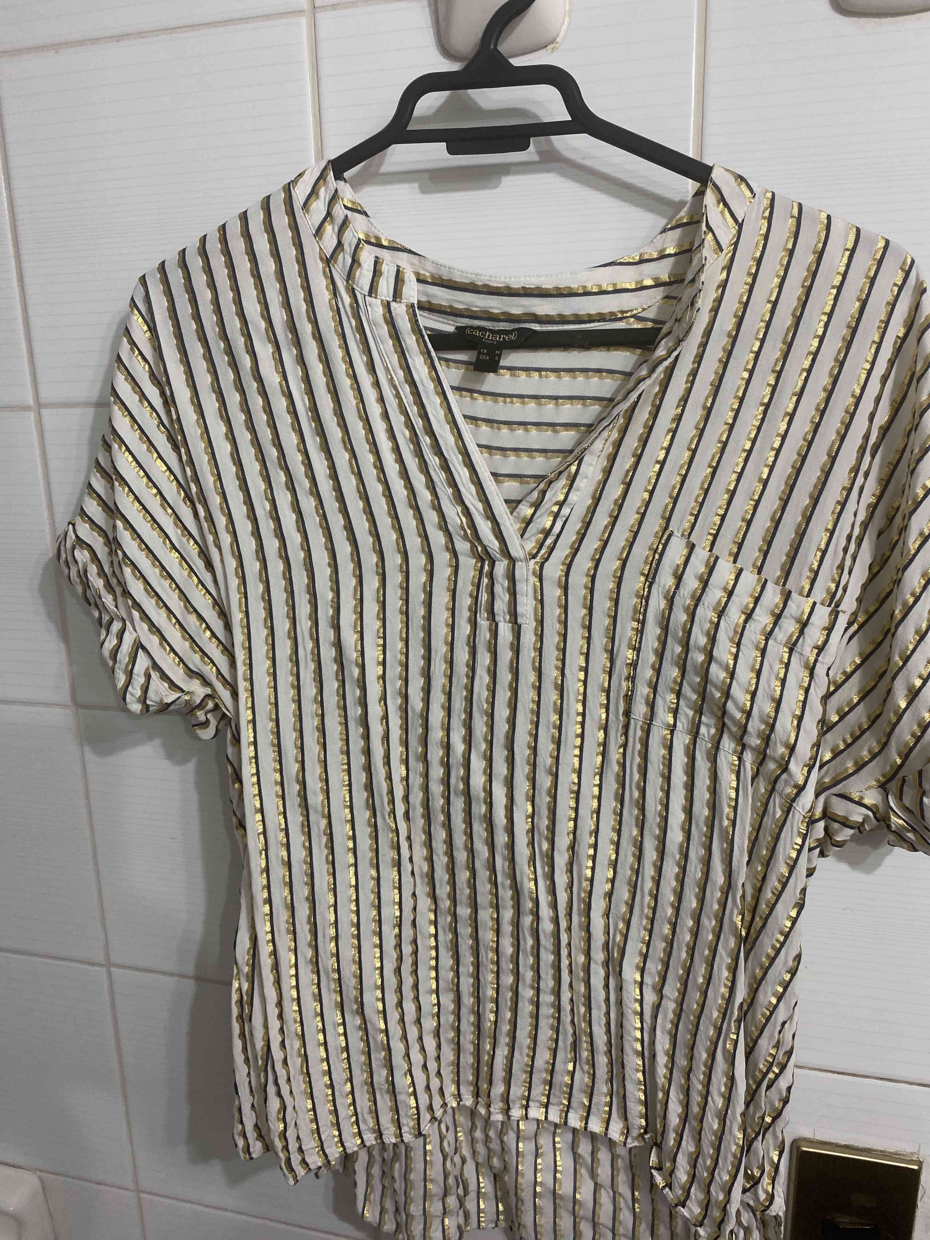 Blusa Cacharel rayada dorada y blanca - 1