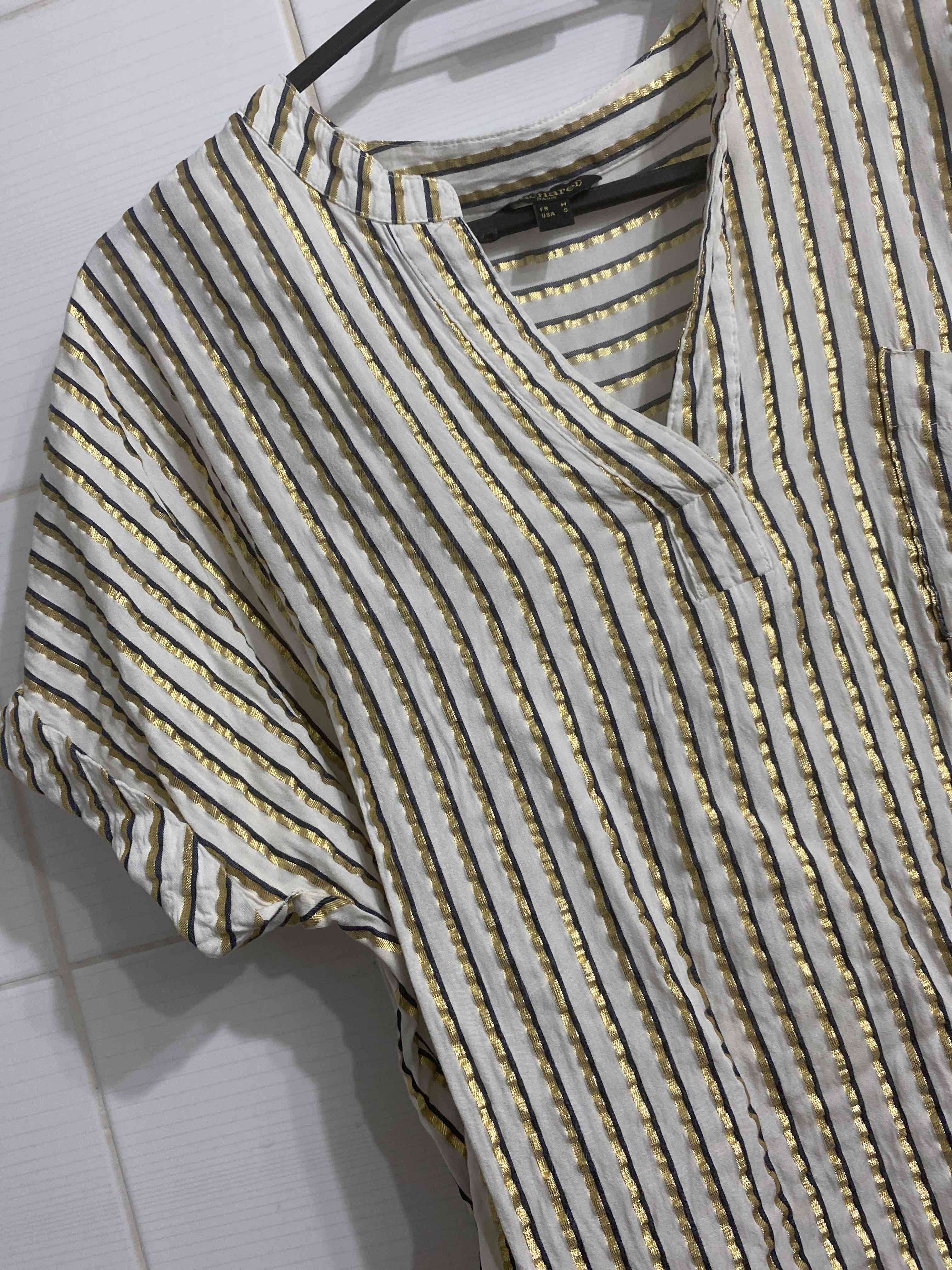 Blusa Cacharel rayada dorada y blanca - 3