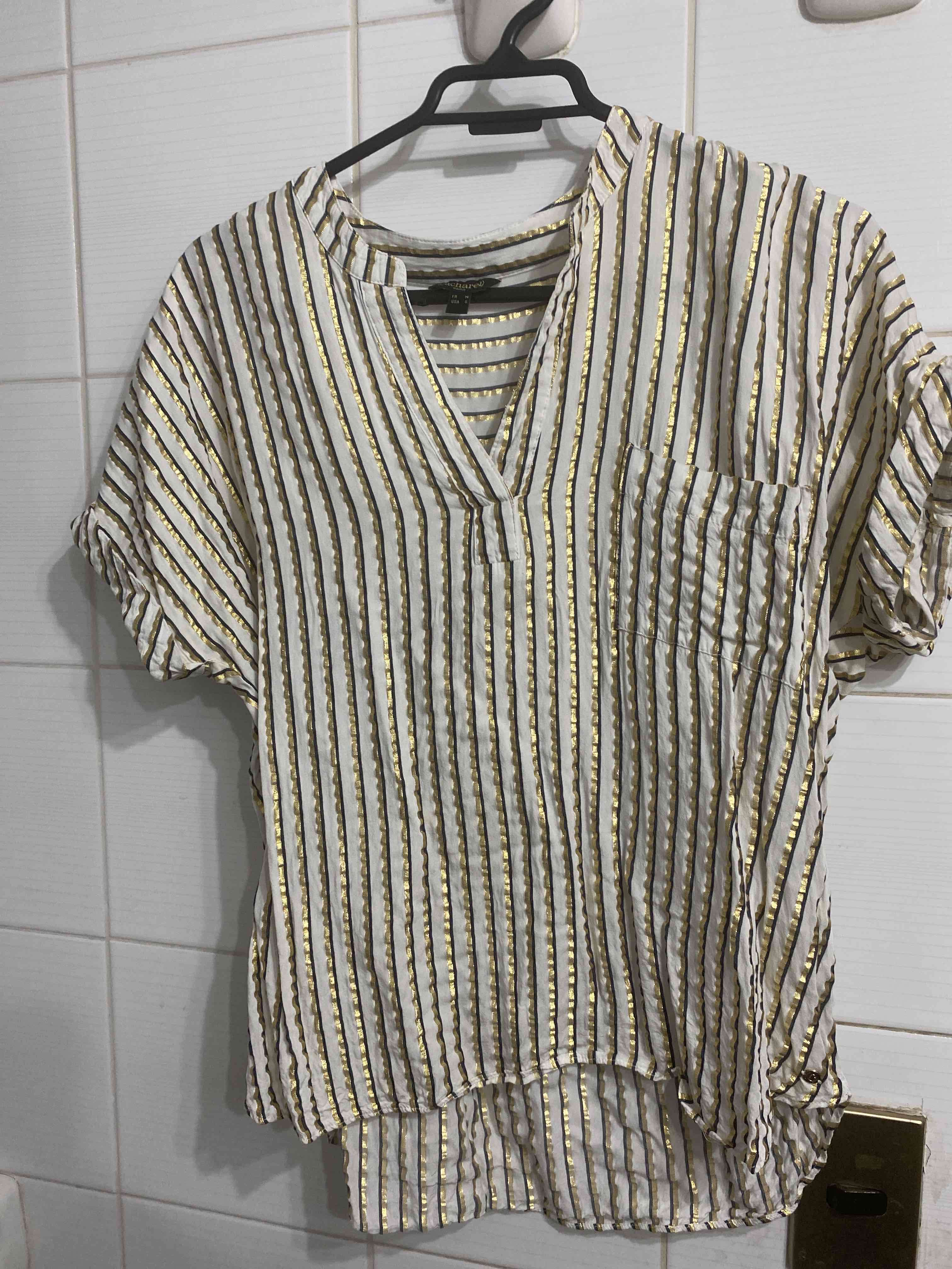 Blusa Cacharel rayada dorada y blanca - 4