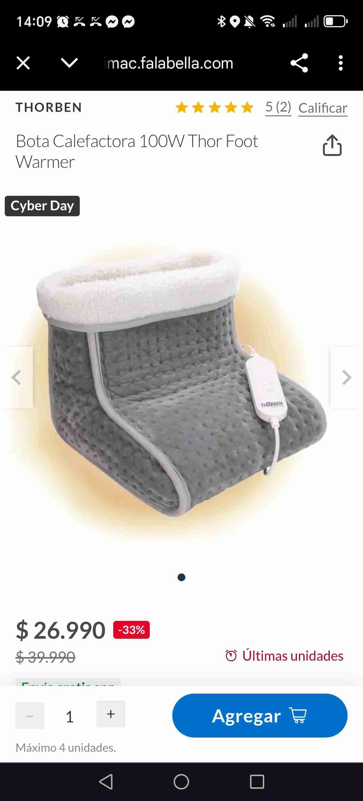 Calienta Pies Thoben 100W Gris