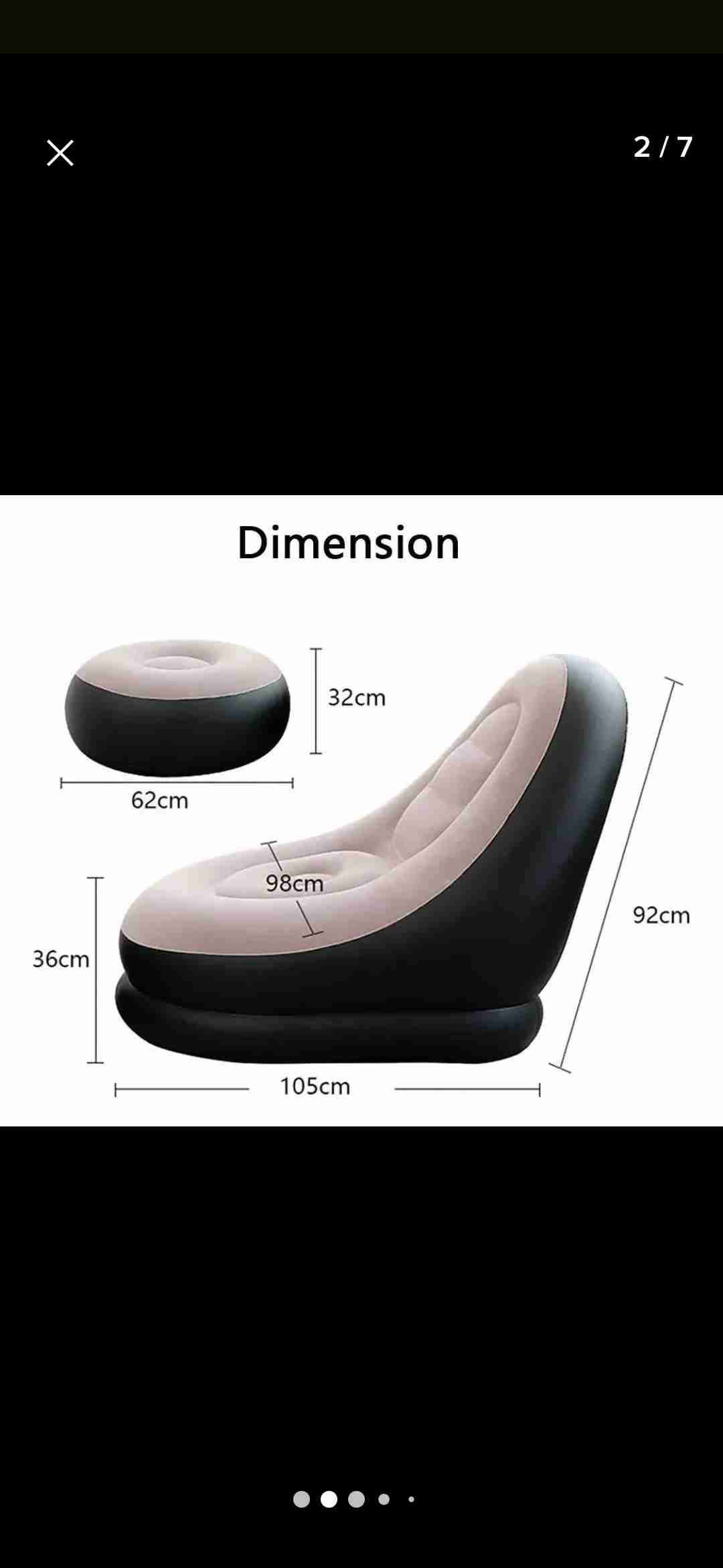 Sillón inflable beige y negro