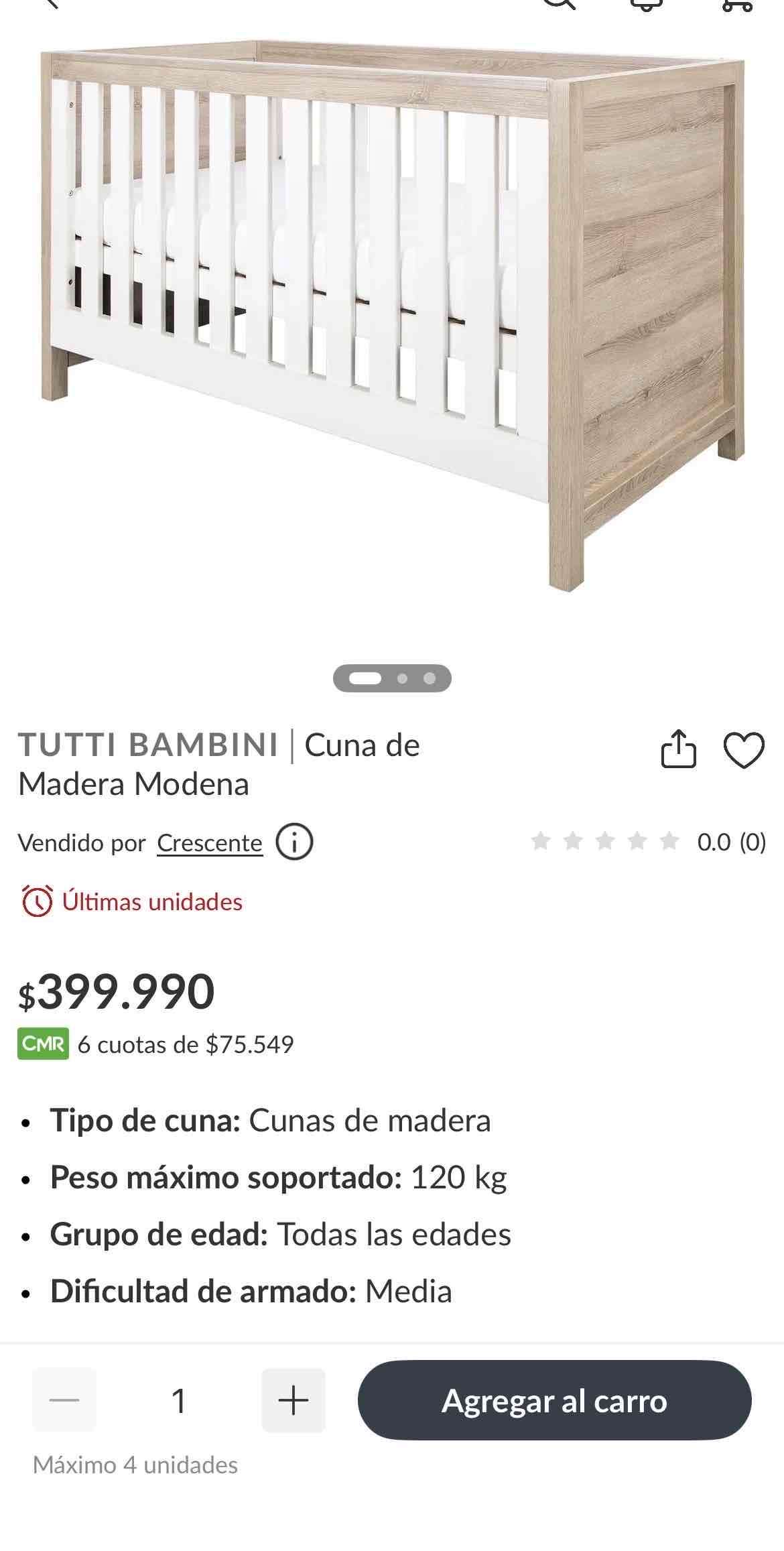 Cuna de madera modena y regalo colchón - miniatura 2