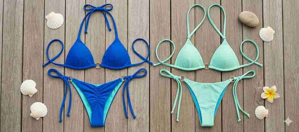 Set de bikinis azul y verde menta - miniatura 1