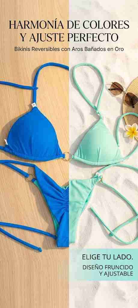 Set de bikinis azul y verde menta - miniatura 2