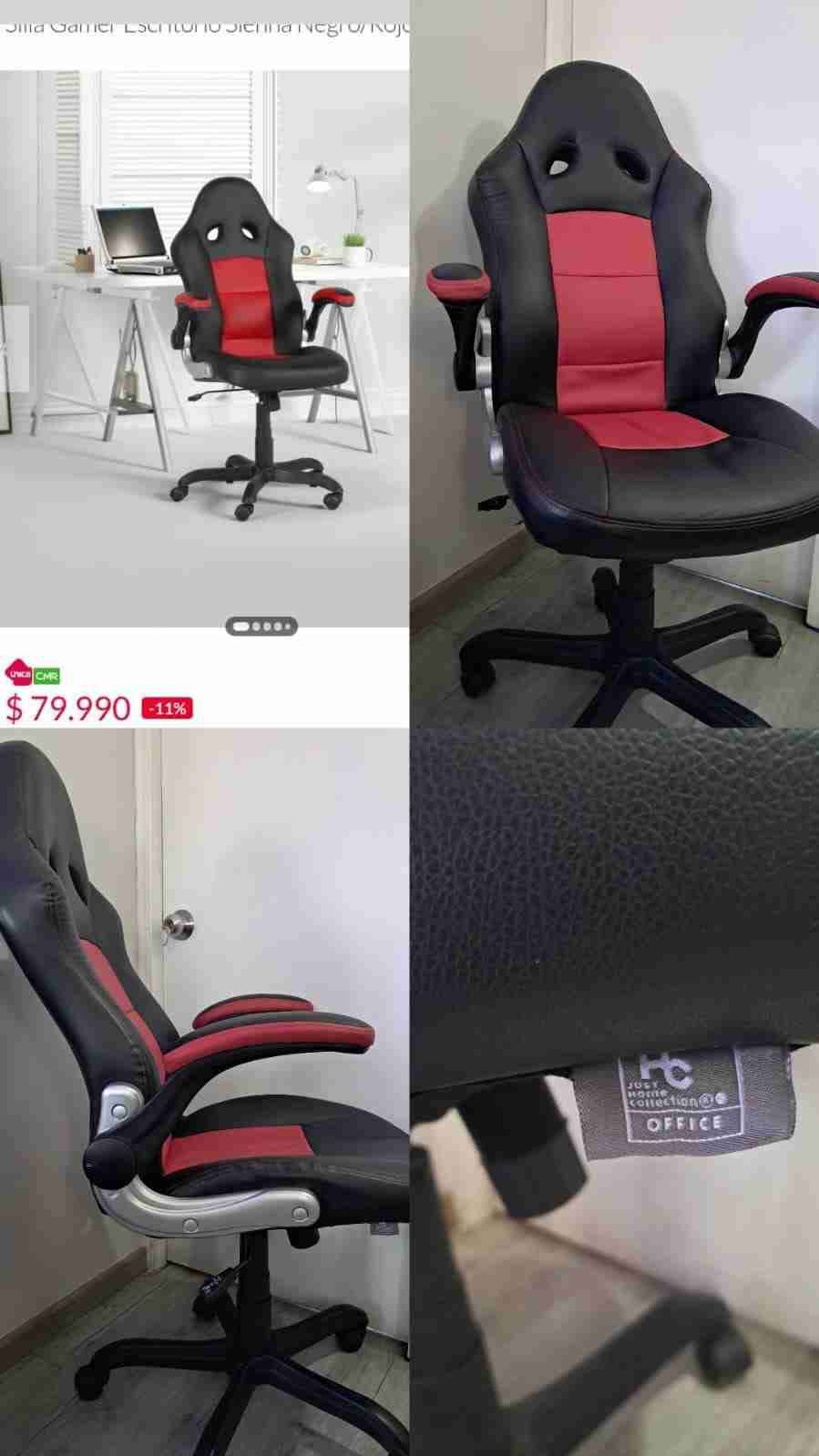 Silla gamer ergonómica negro/rojo