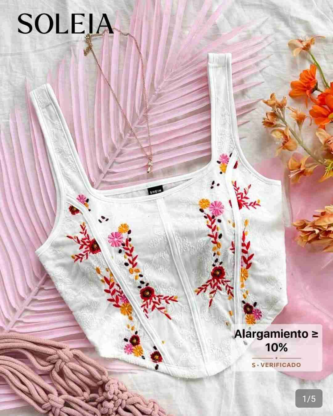 Blusa top bordado floral blanco - miniatura 2