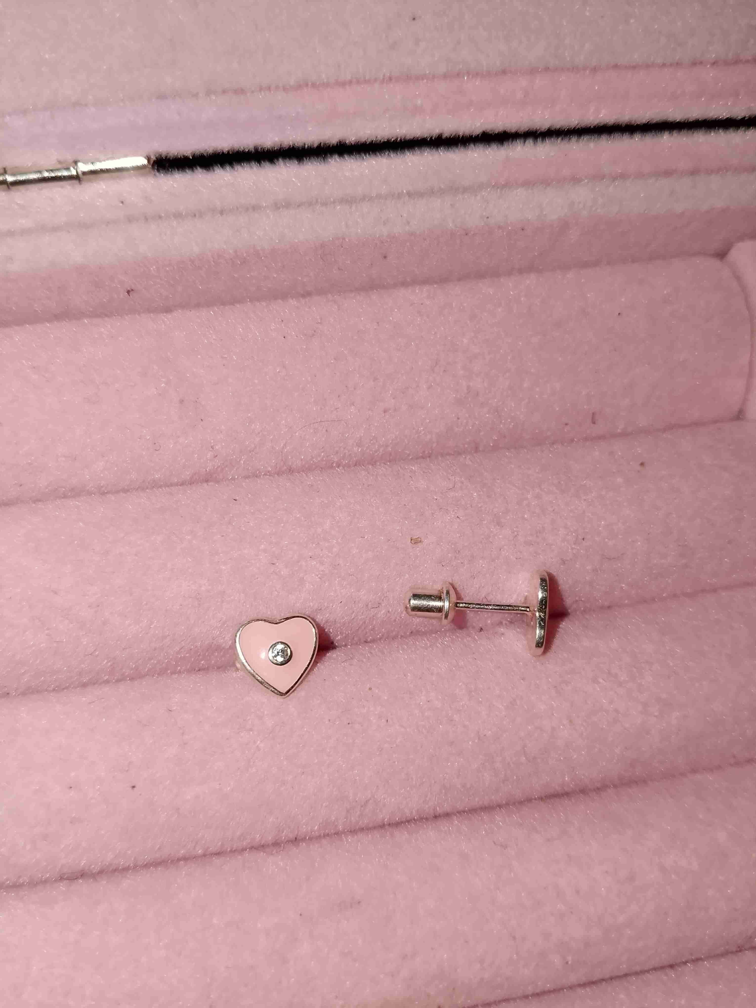 Aretes en forma de corazón rosados de bebé - miniatura 1