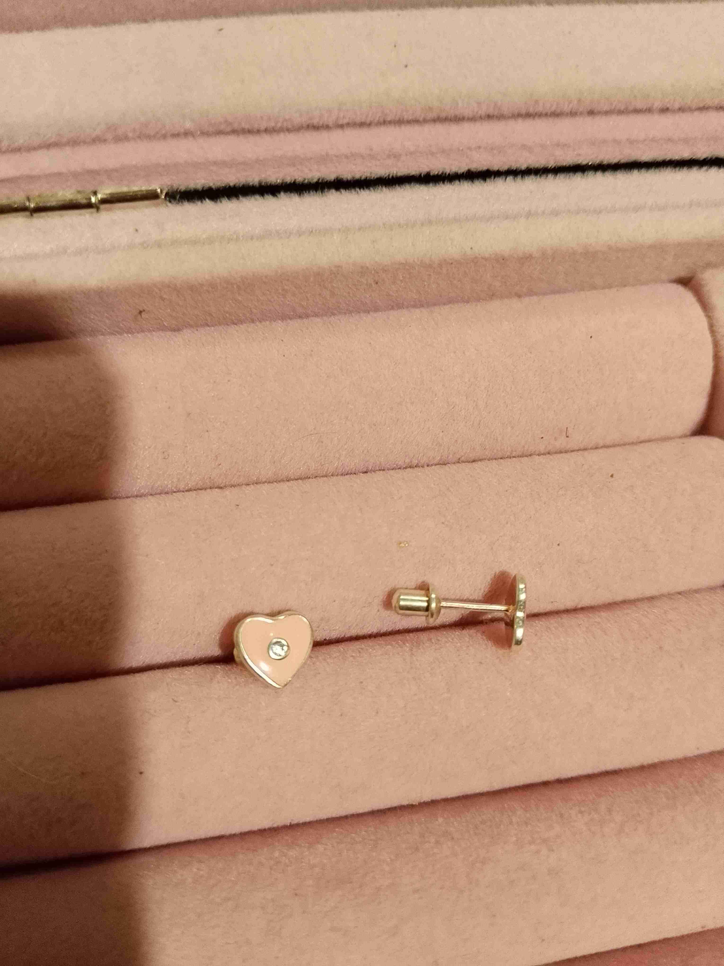 Aretes en forma de corazón rosados de bebé - miniatura 2