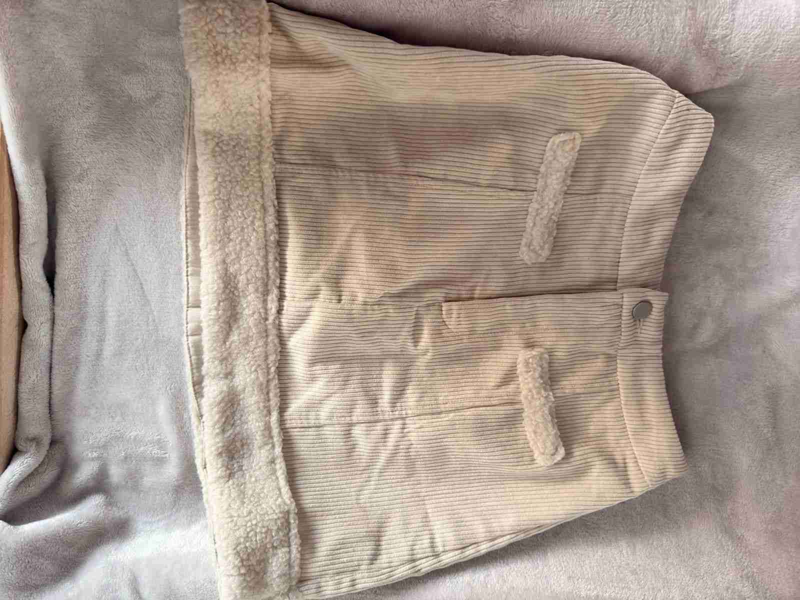 Falda beige de cotelé - miniatura 1