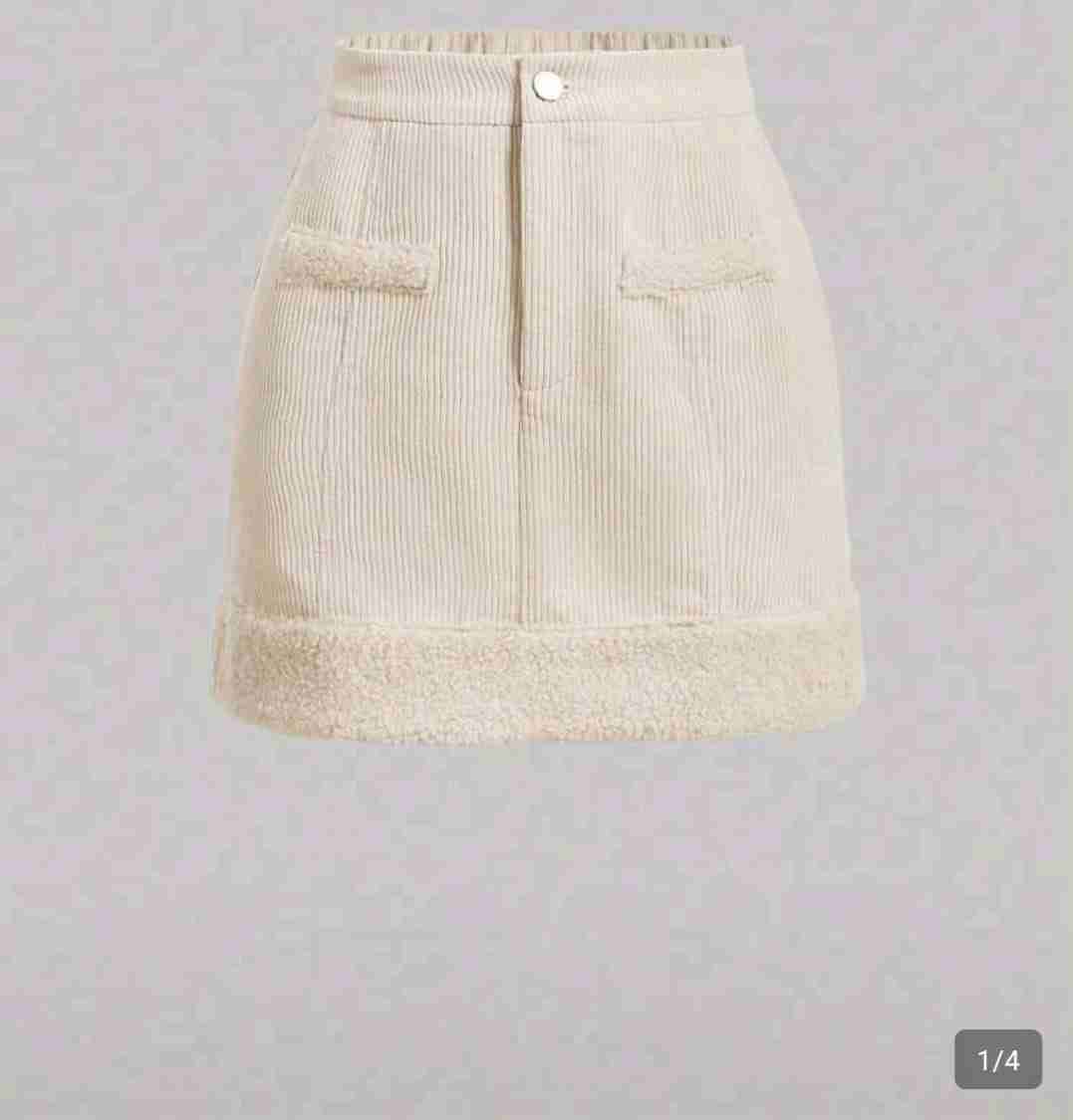 Falda beige de cotelé - miniatura 2
