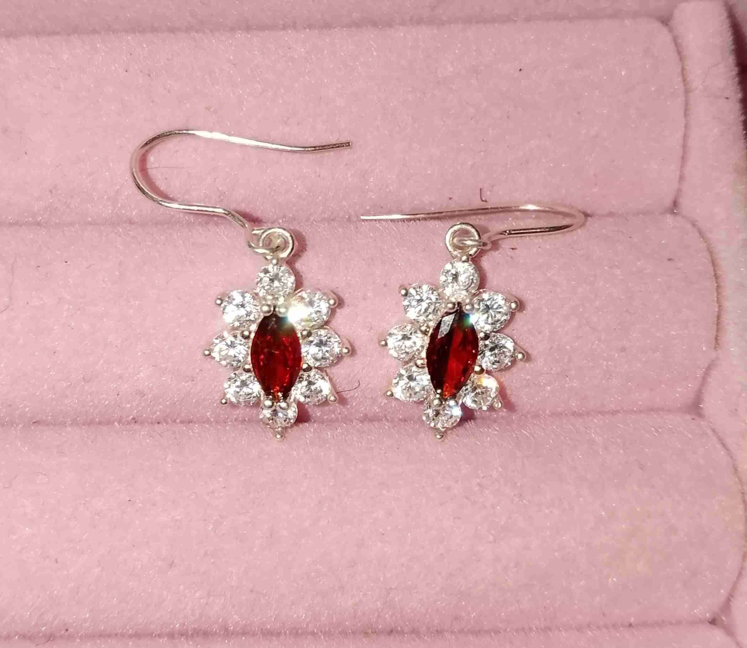 Aros de plata lady circón rojo - miniatura 1