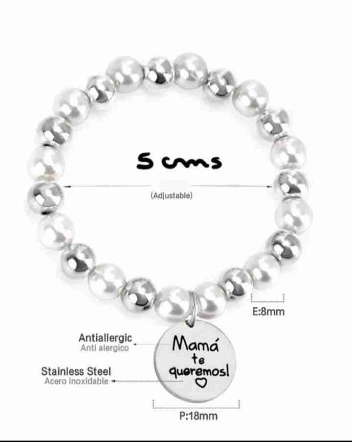 Pulsera perlas Mamá te queremos - miniatura 2