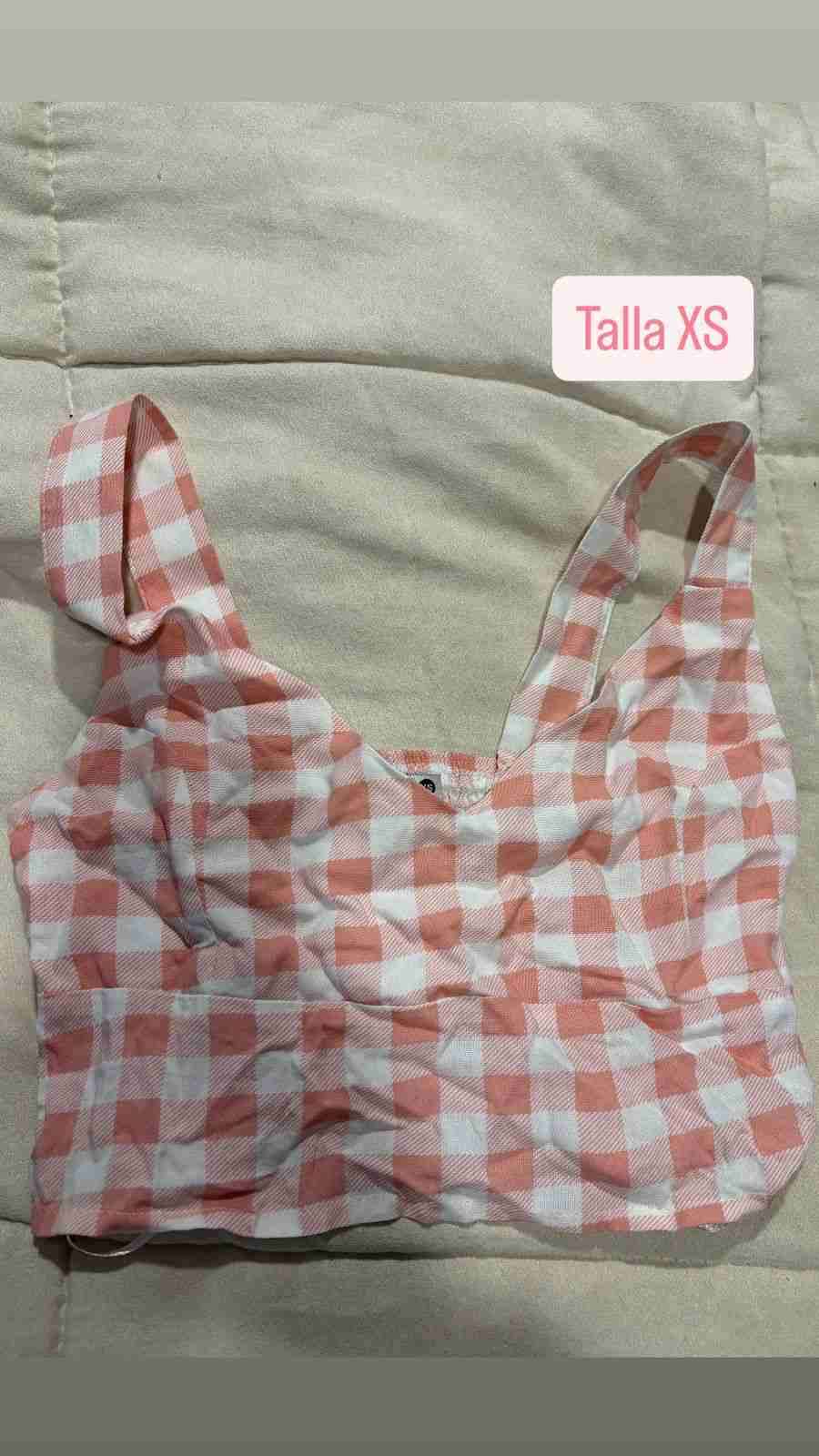 Top a cuadros rosado XS
