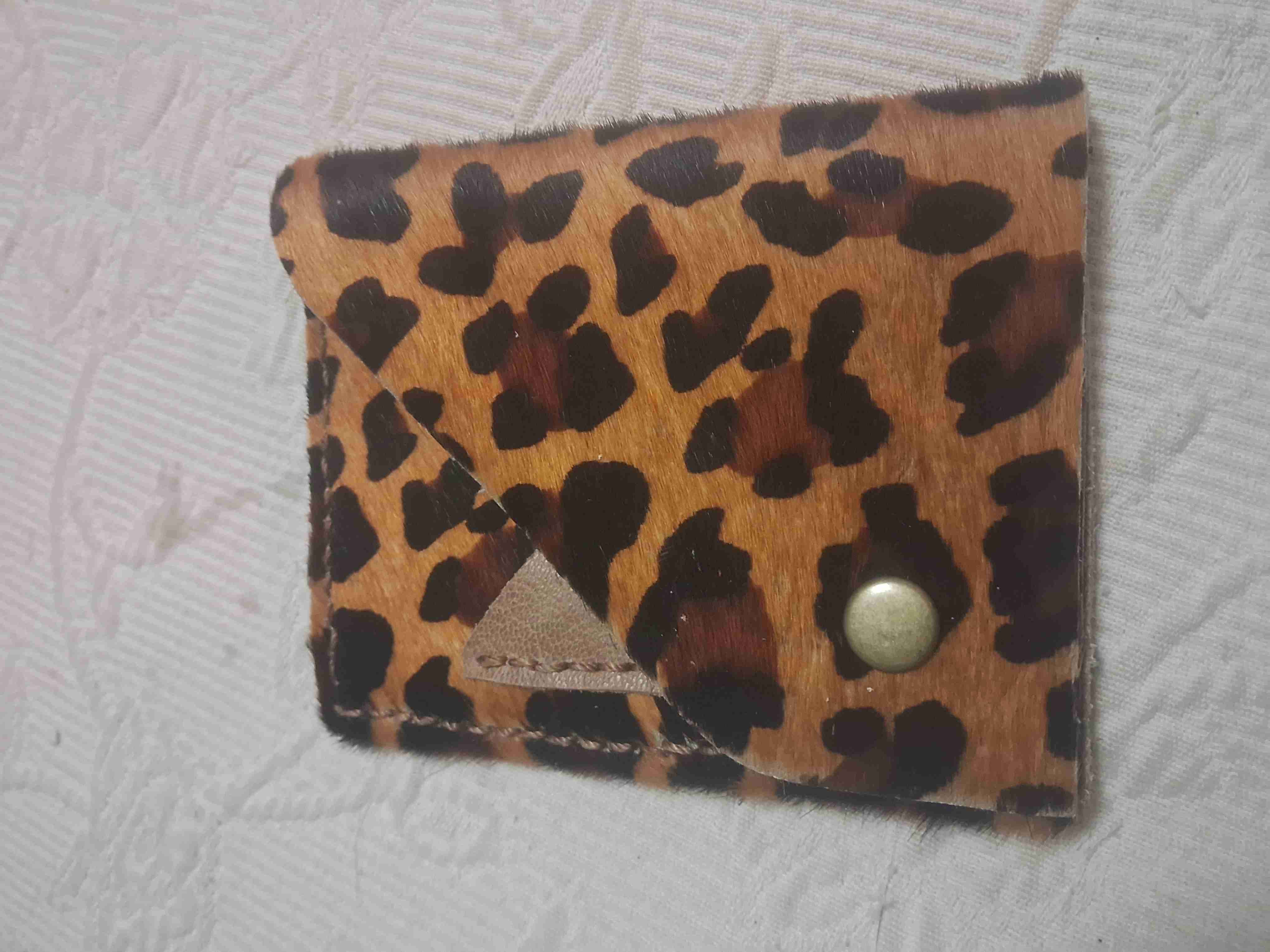 Tarjetero-Monedero de cuero pelo - miniatura 1