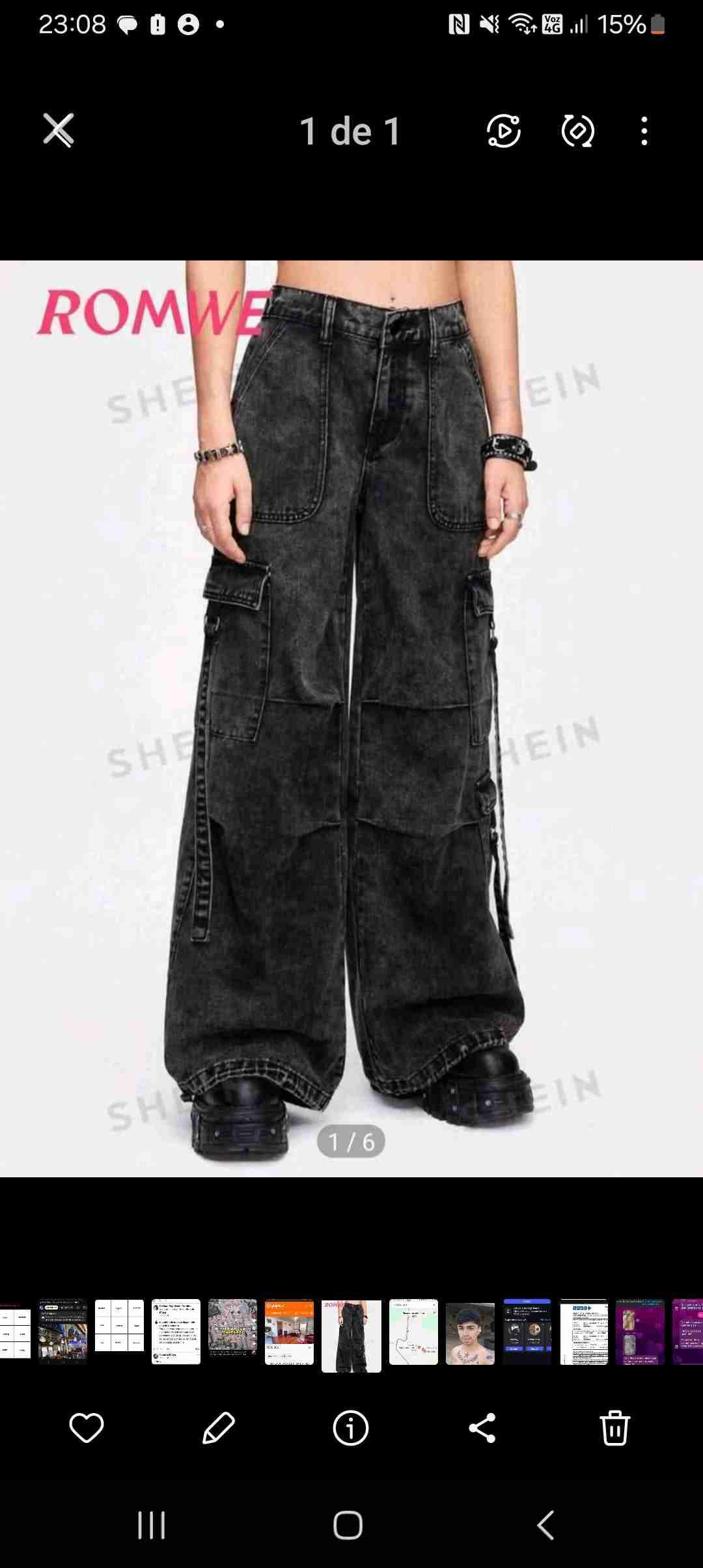 Pantalones cargo negros Romwe