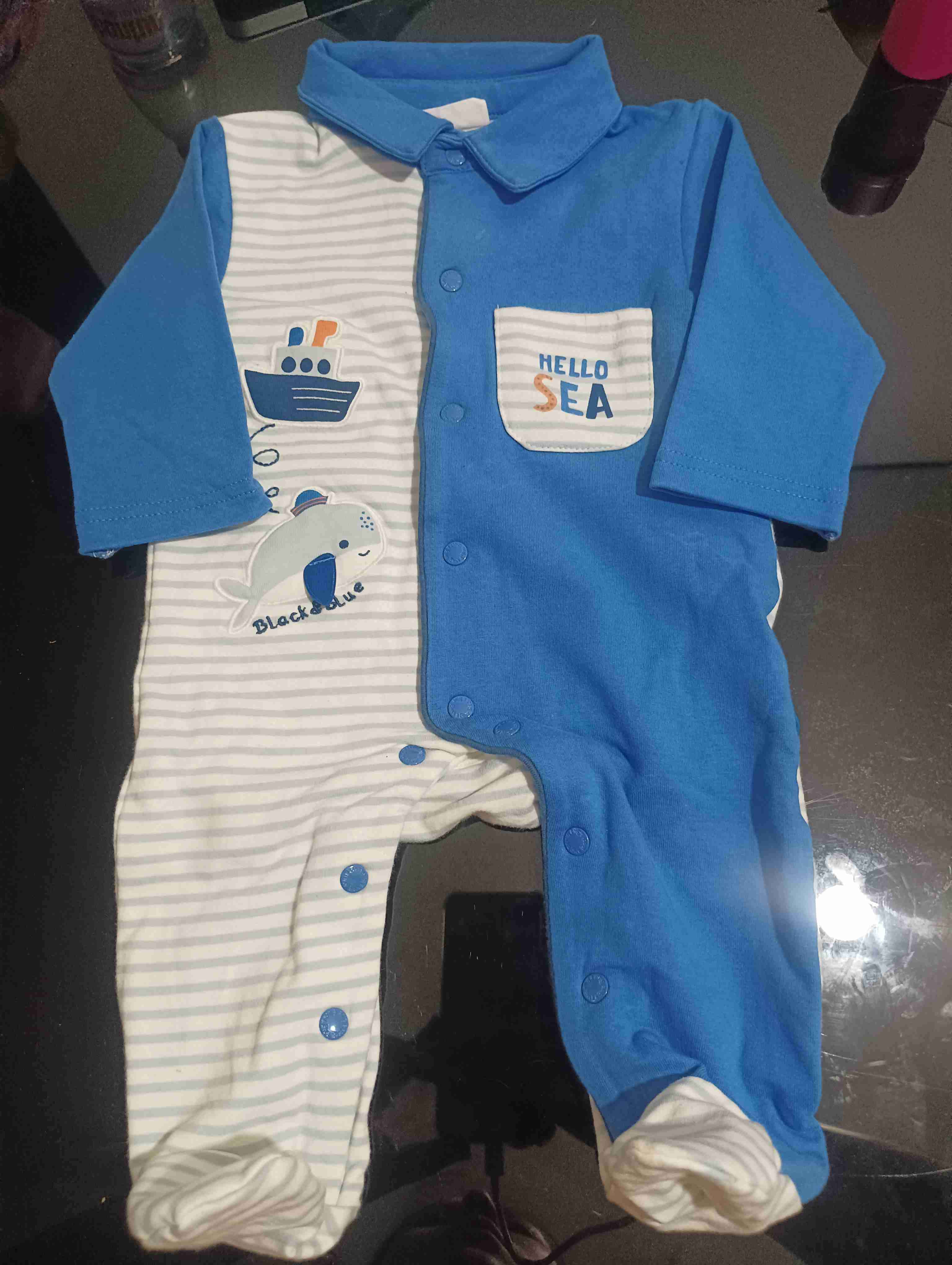 Enterito bebé azul y rayas