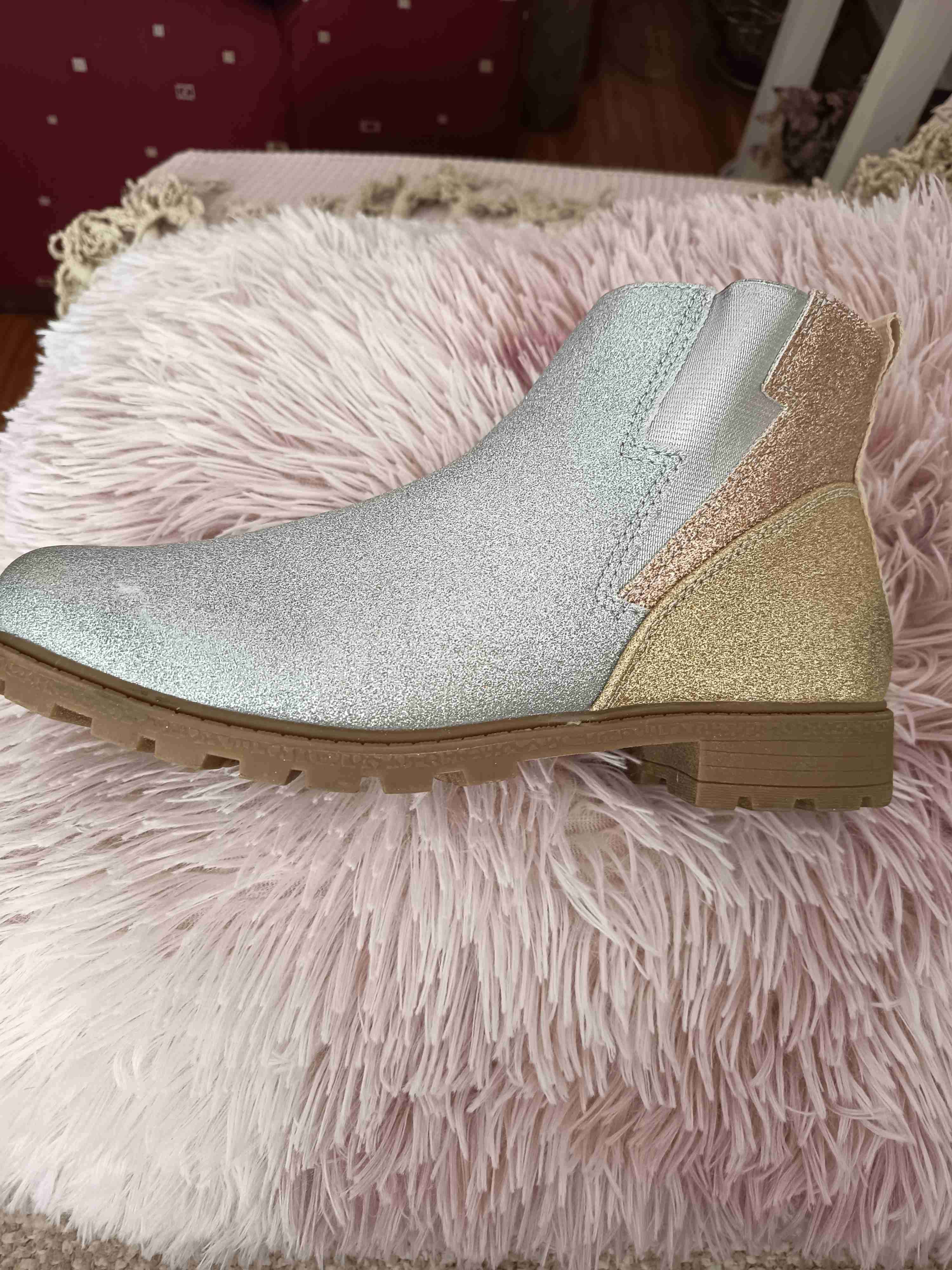 Botín plateado y dorado brillante - miniatura 1