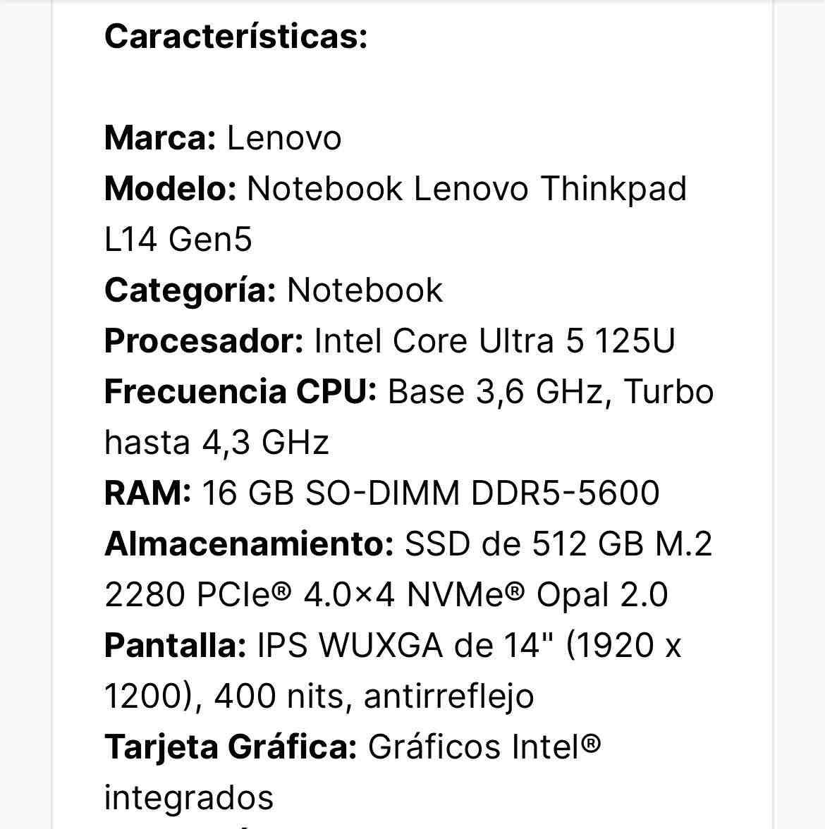 Notebook Lenovo ThinkPad L14 Gen 5 ultra 5 - miniatura 4