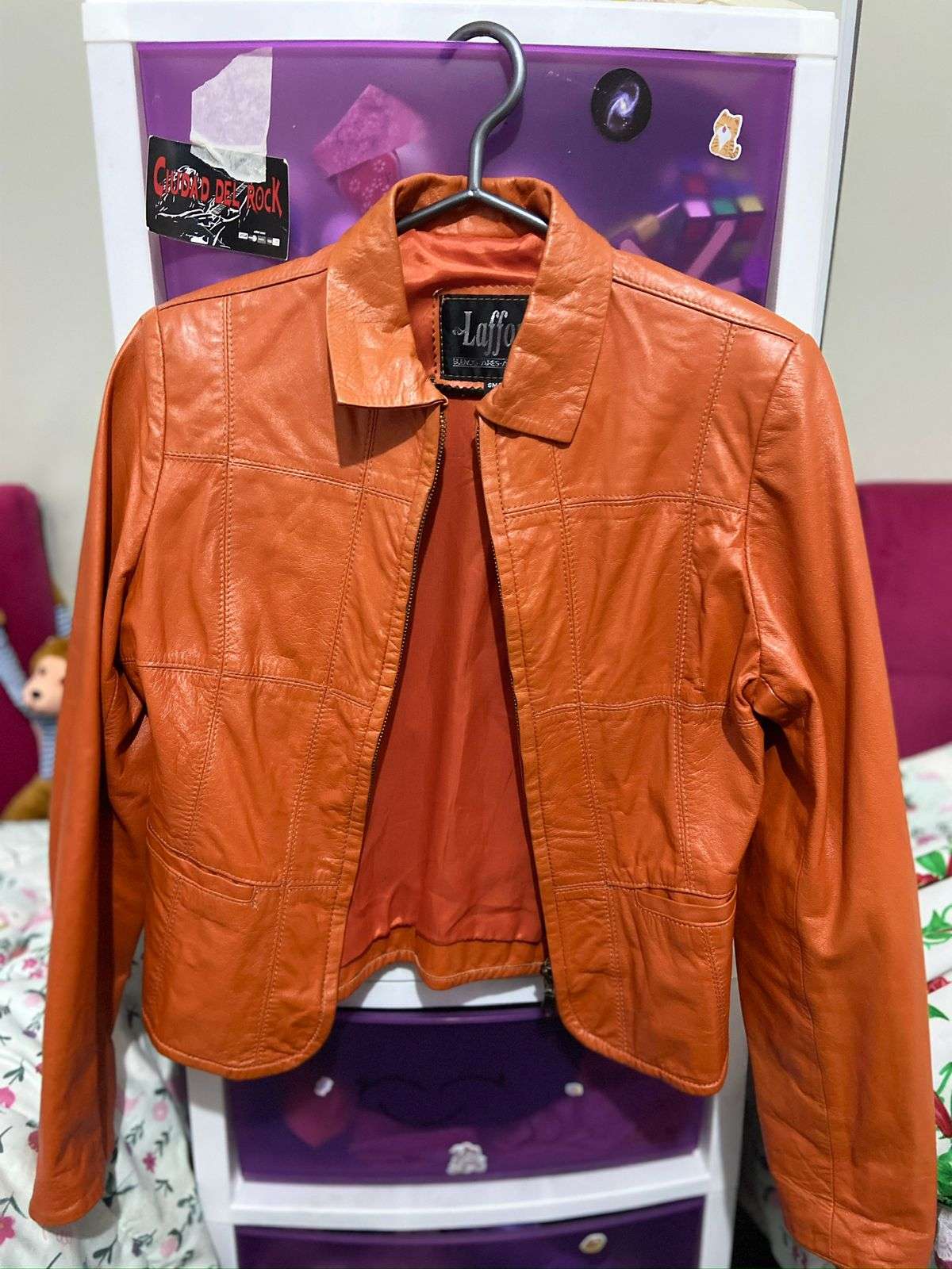 Chaqueta de cuero naranja