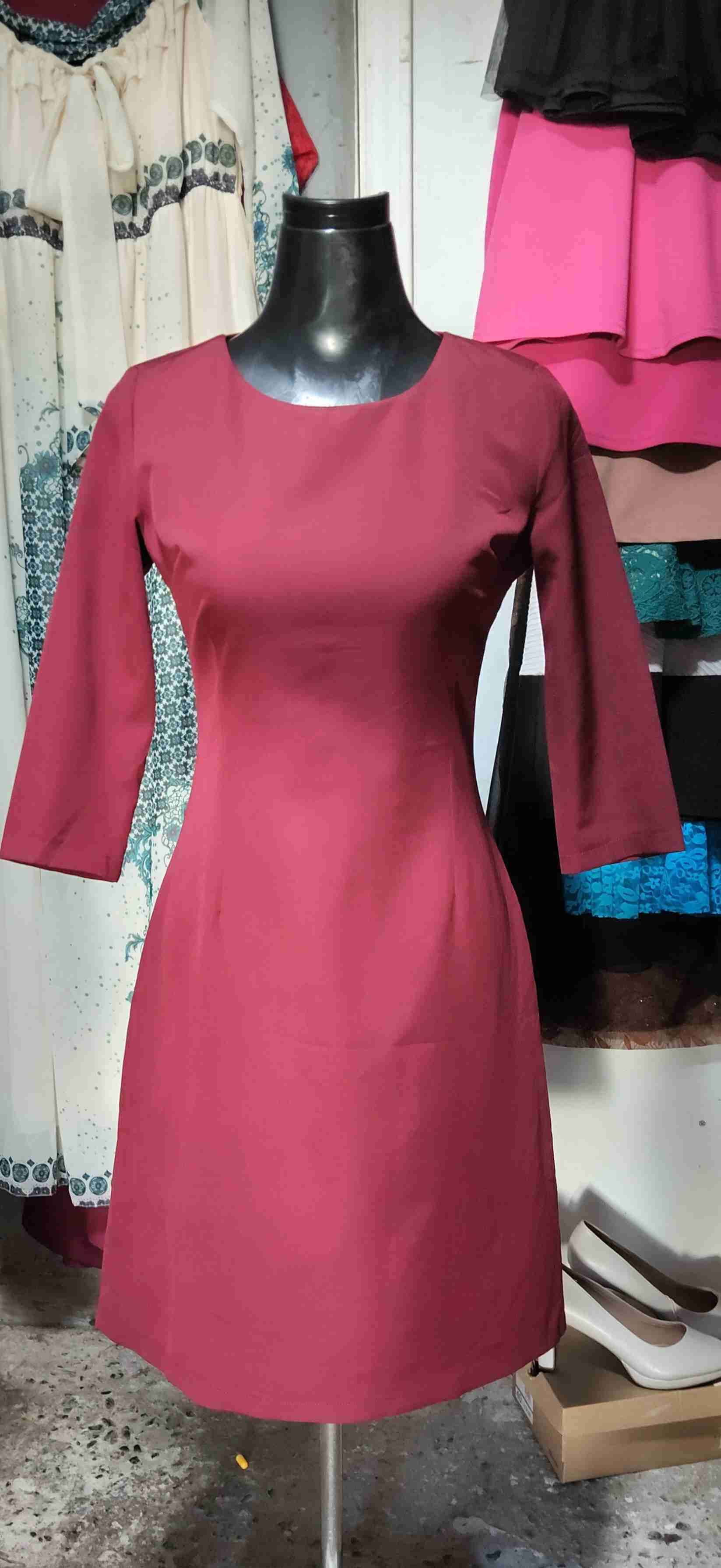 Vestido burdeo manga larga