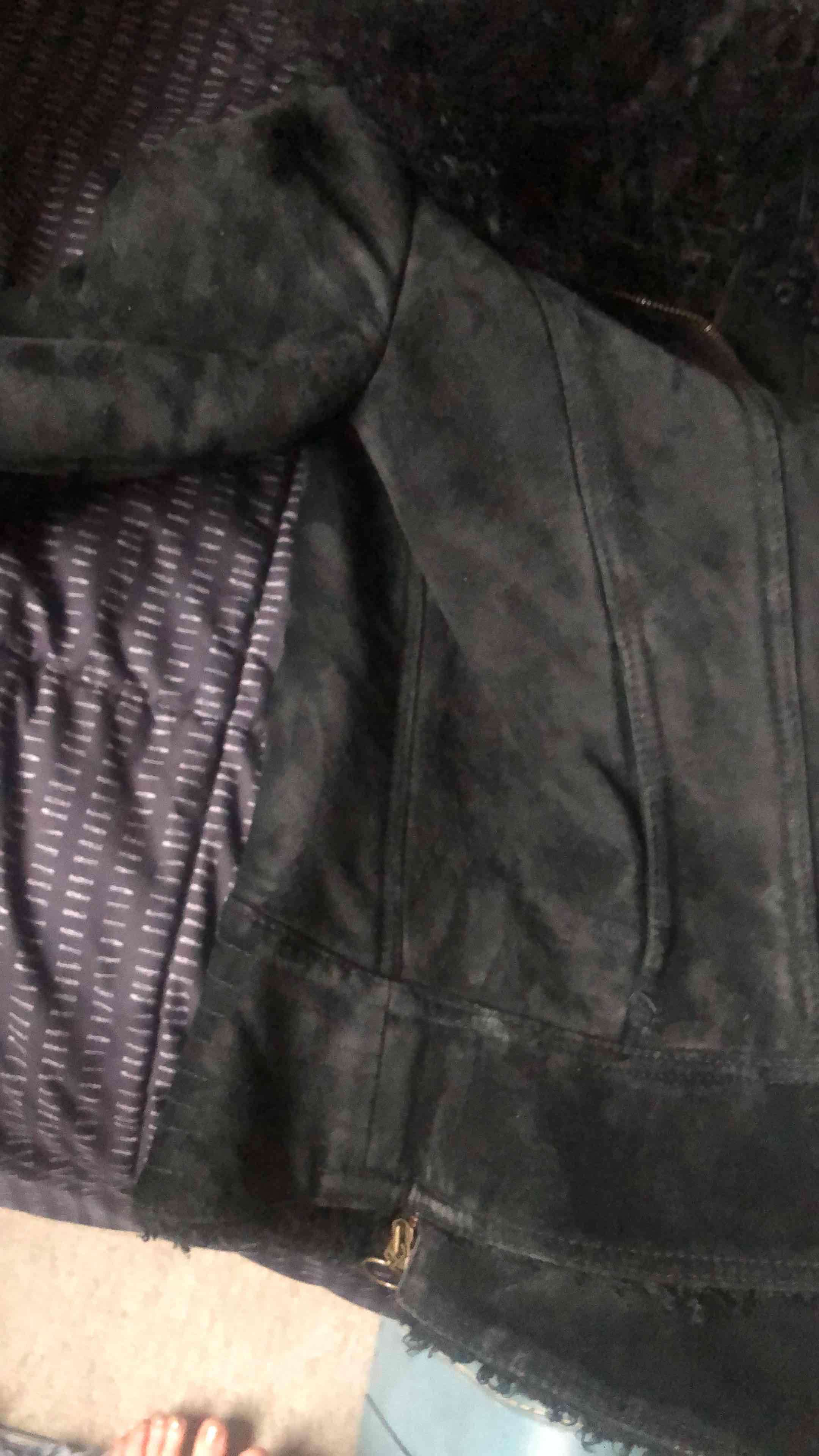 Chaqueta negra de gamuza MNG - miniatura 1