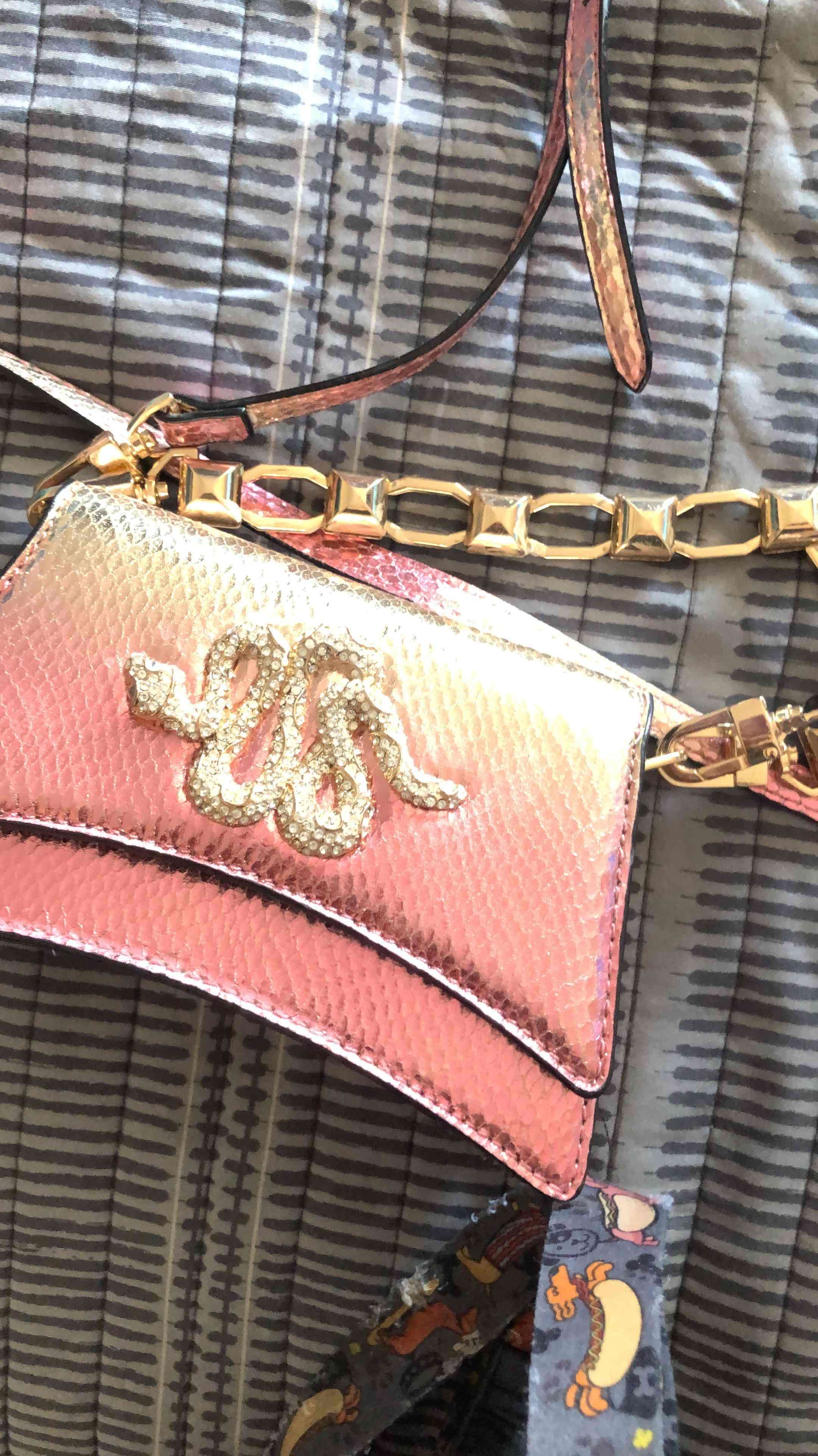 Cartera rosada con detalle dorado marca Aldo - miniatura 1