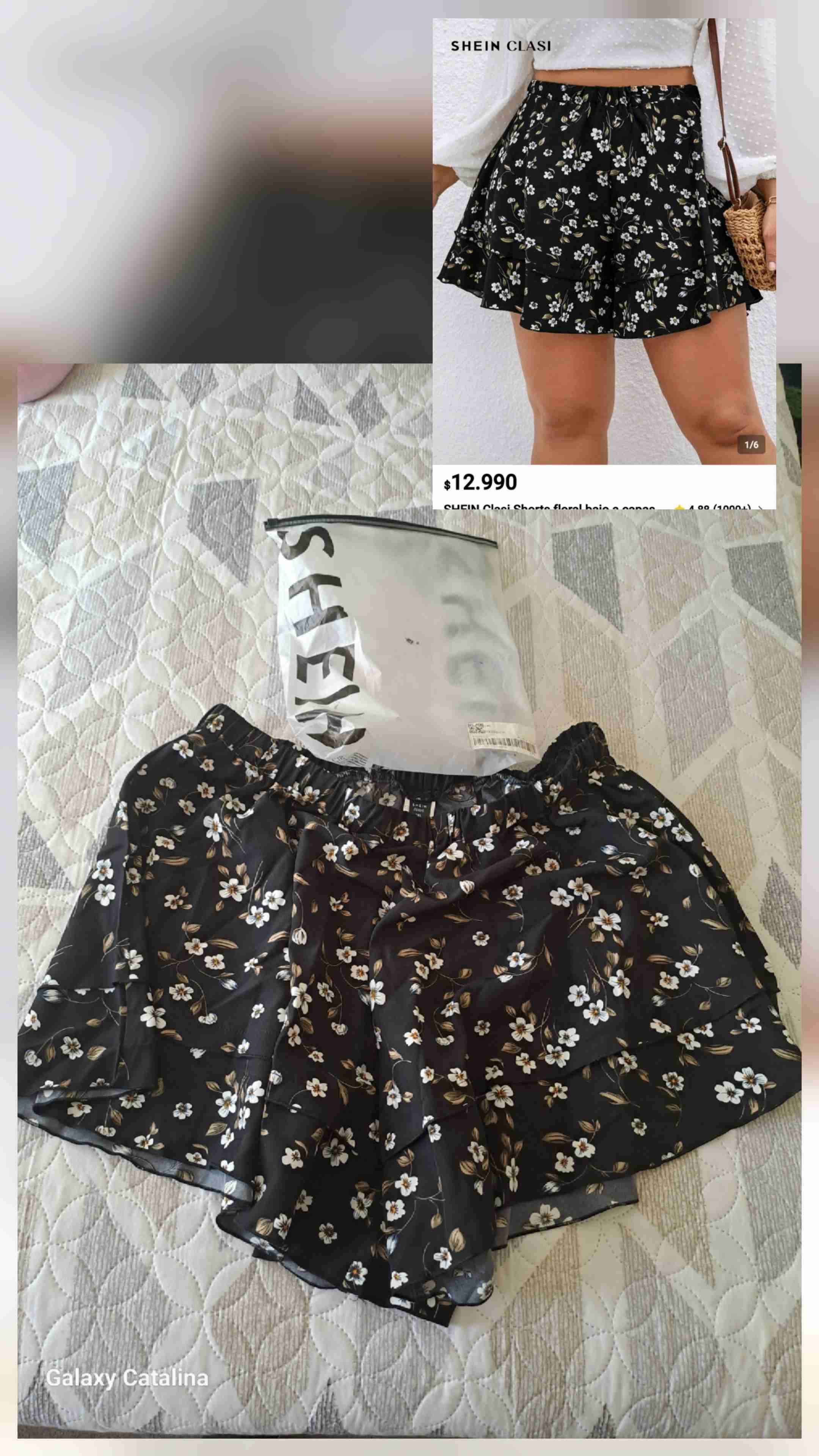Short negro floral SHEIN - 1