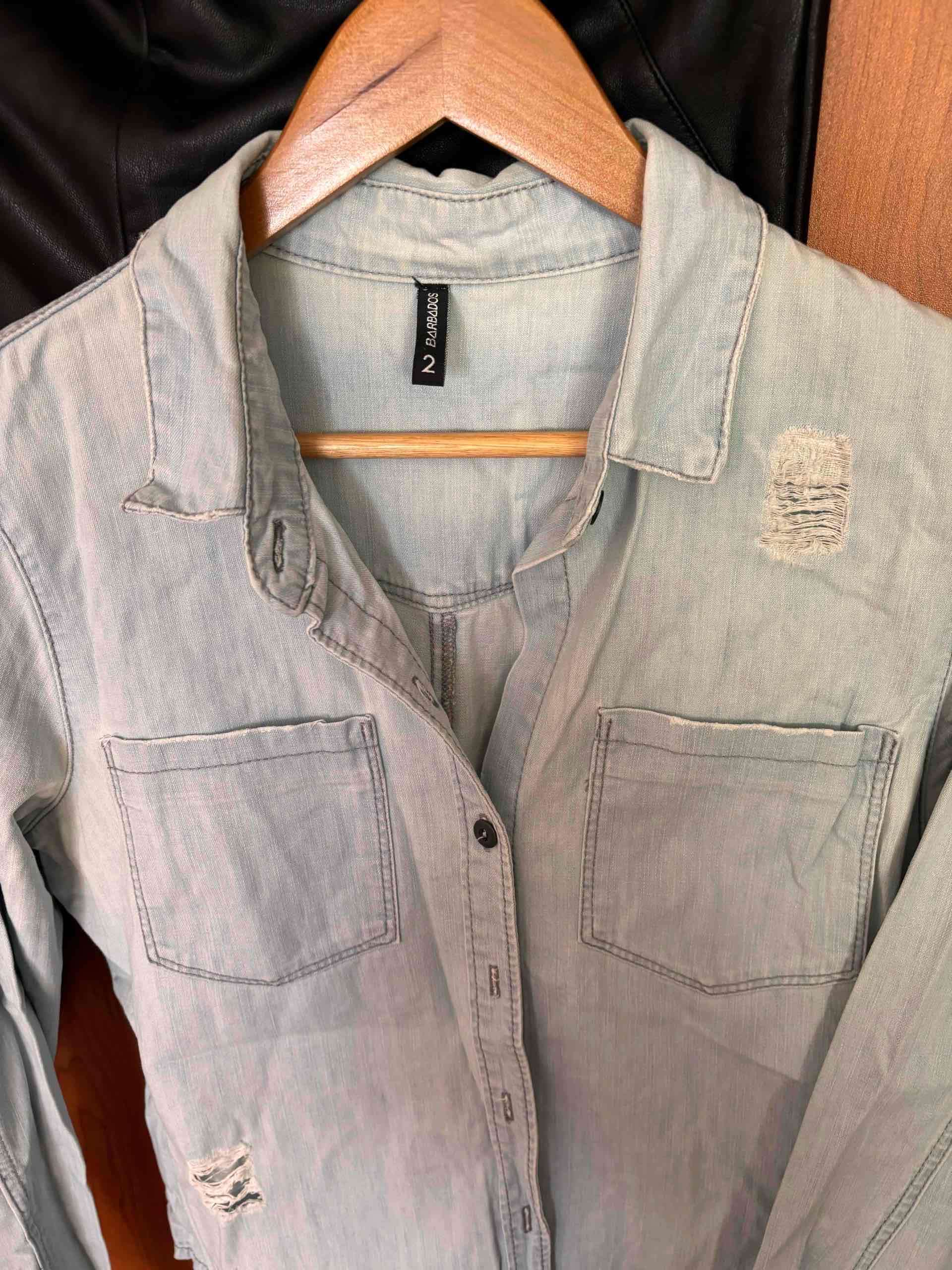 Camisa casual jeans delgada - 1